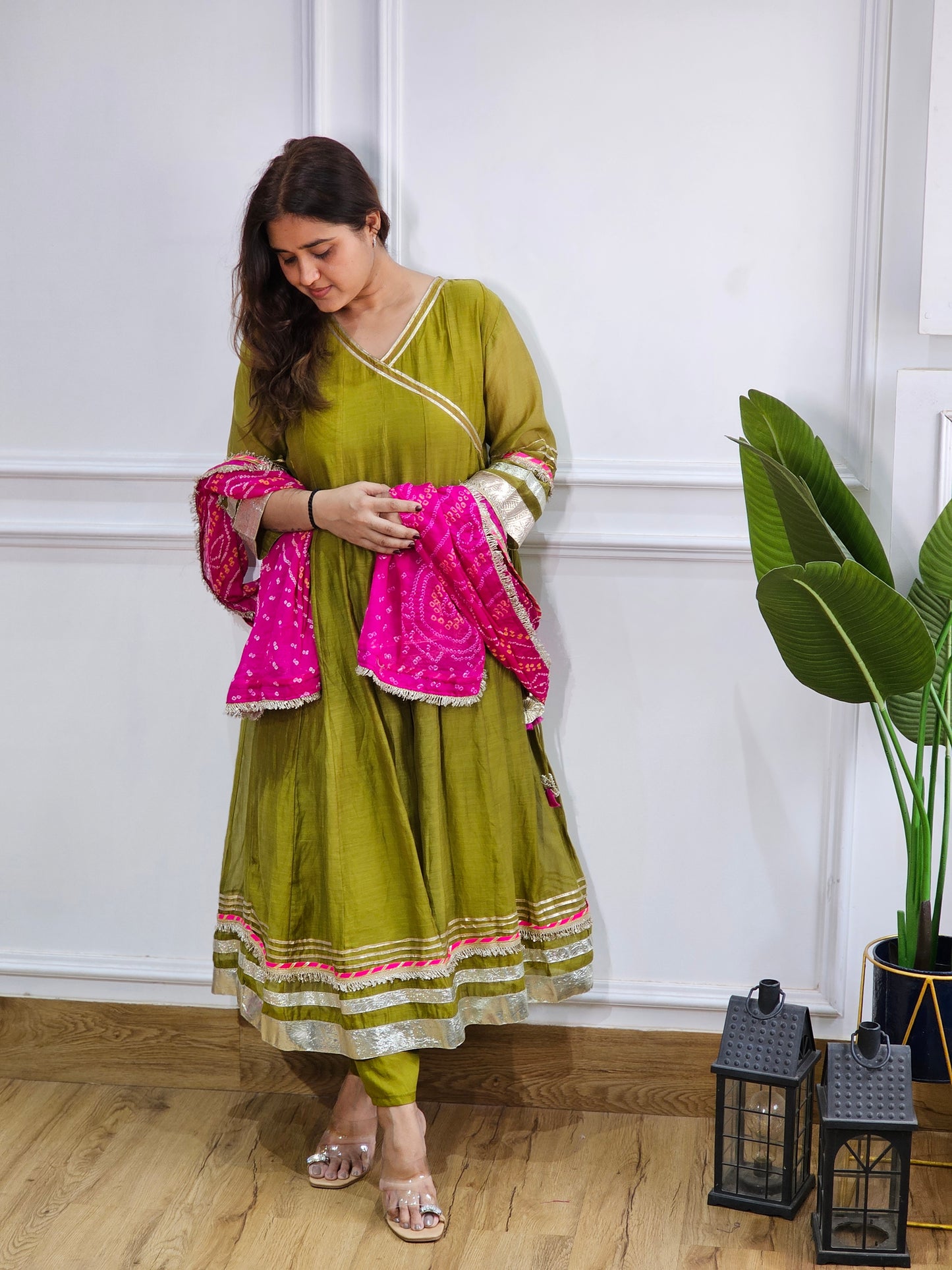 Jeenas pure mul chanderi suit set