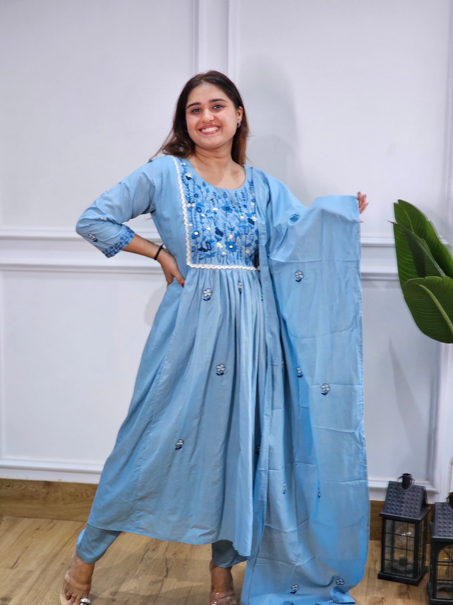 Jeenas pure mul chanderi suit set