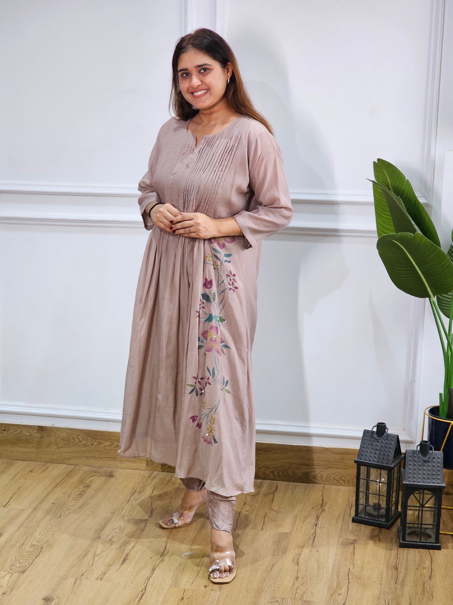 pure mul chanderi Kurta set