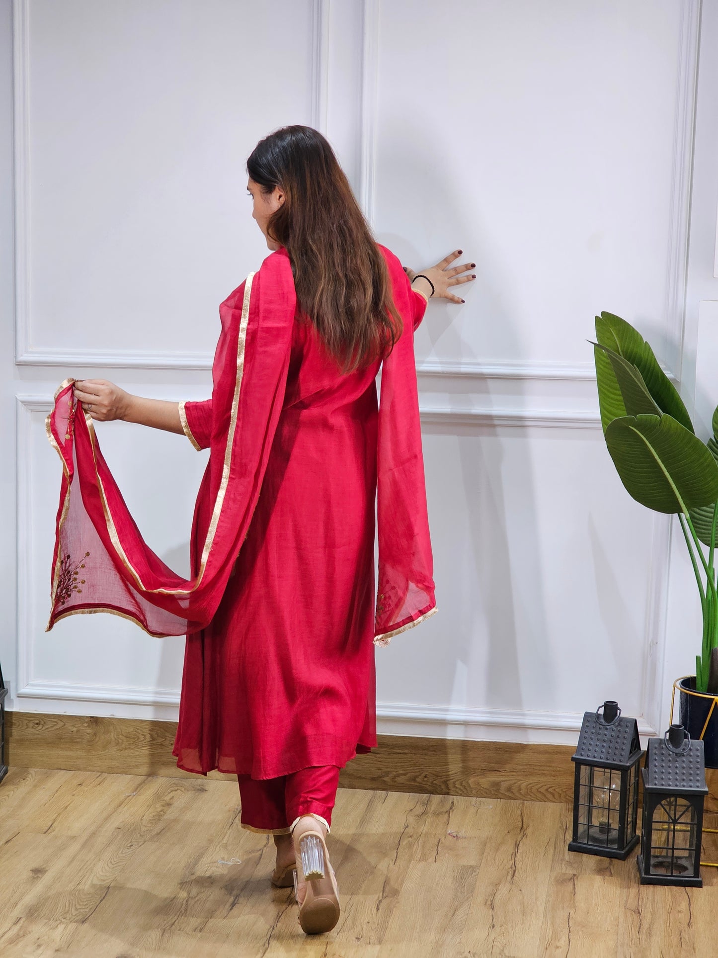 Jeenas pure mul chanderi suit set