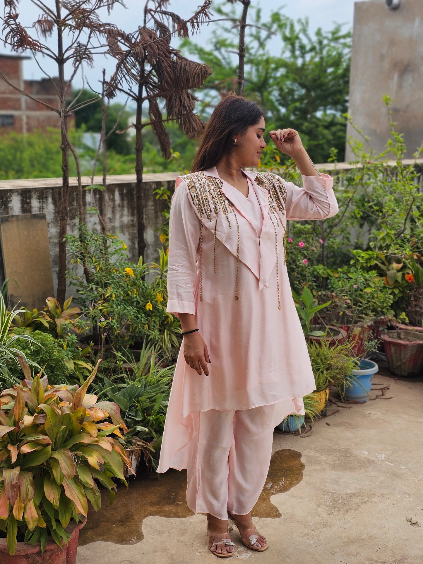 Jeenas pure mul chanderi Cord set
