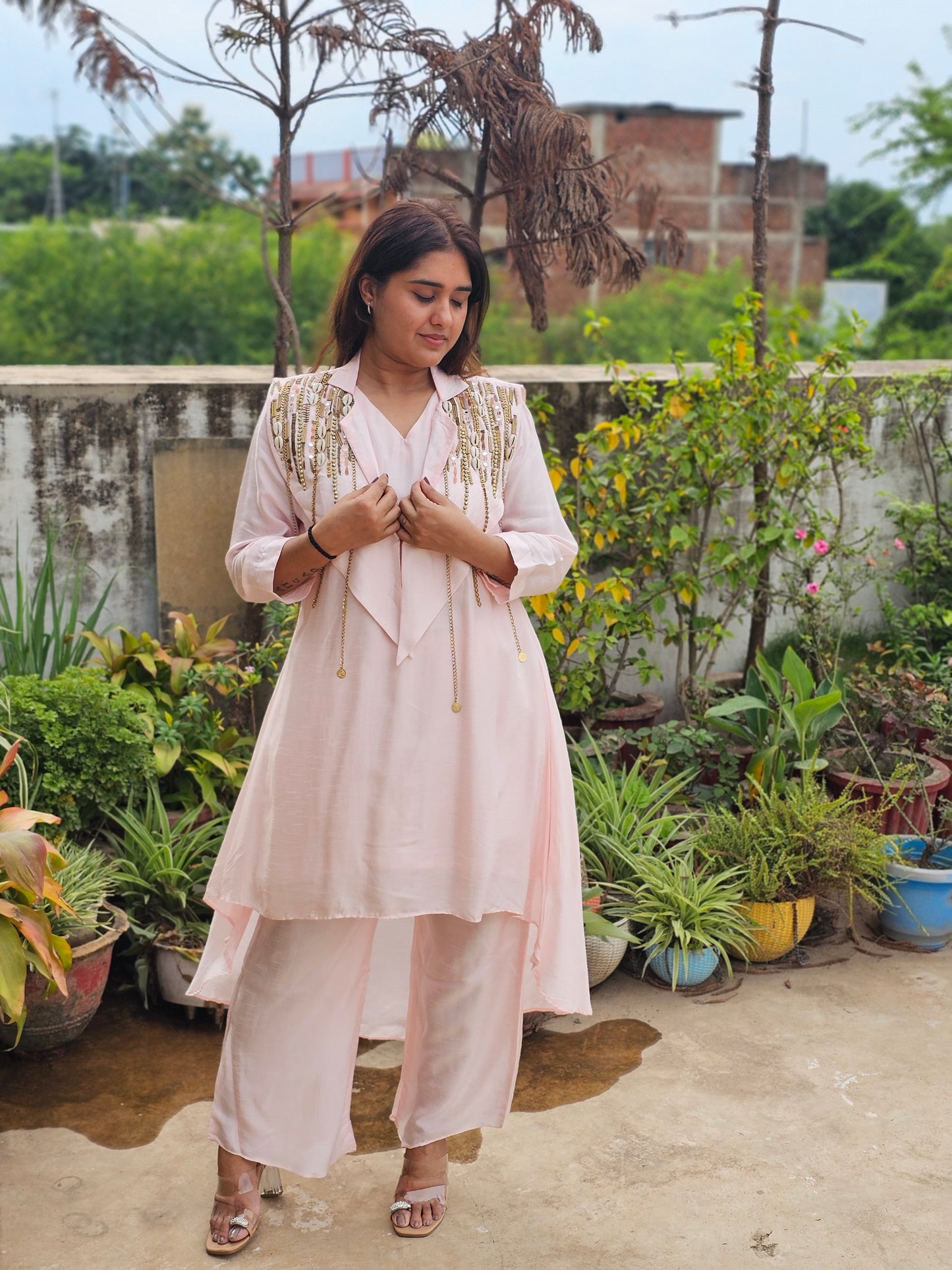 Jeenas pure mul chanderi Cord set