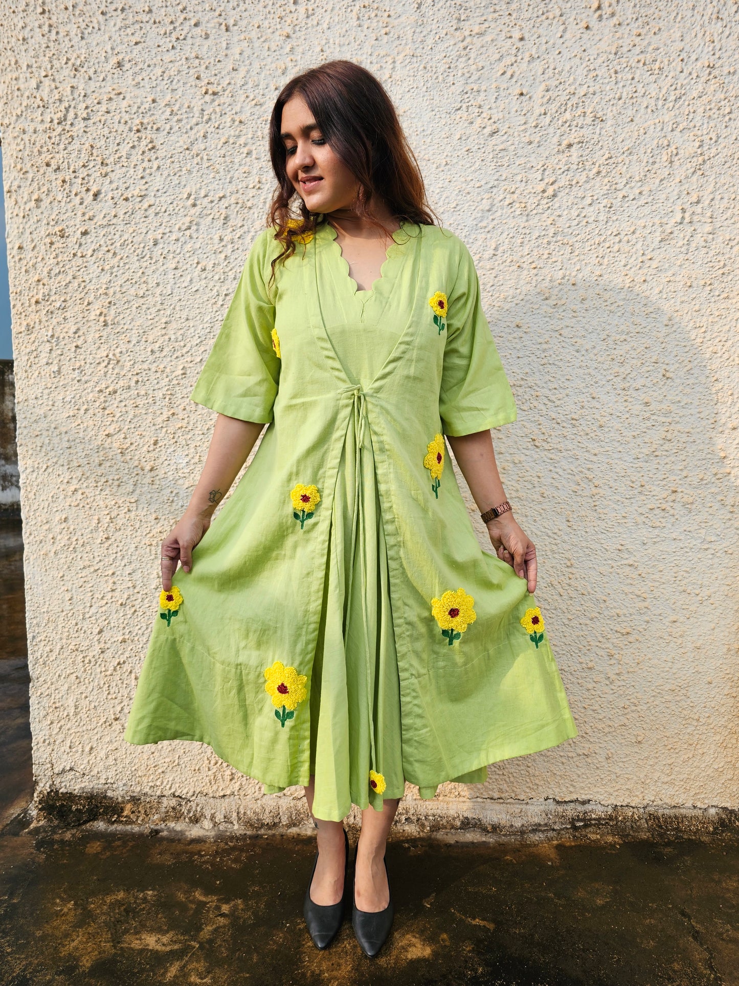Jeenas sunflower pure cotton two piece tunic