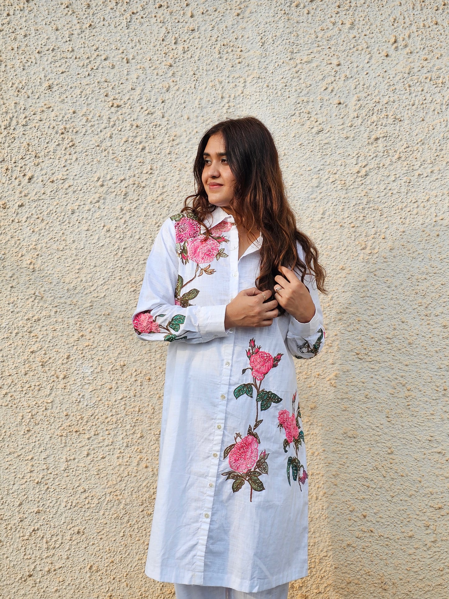 Jeenas applique white cotton set
