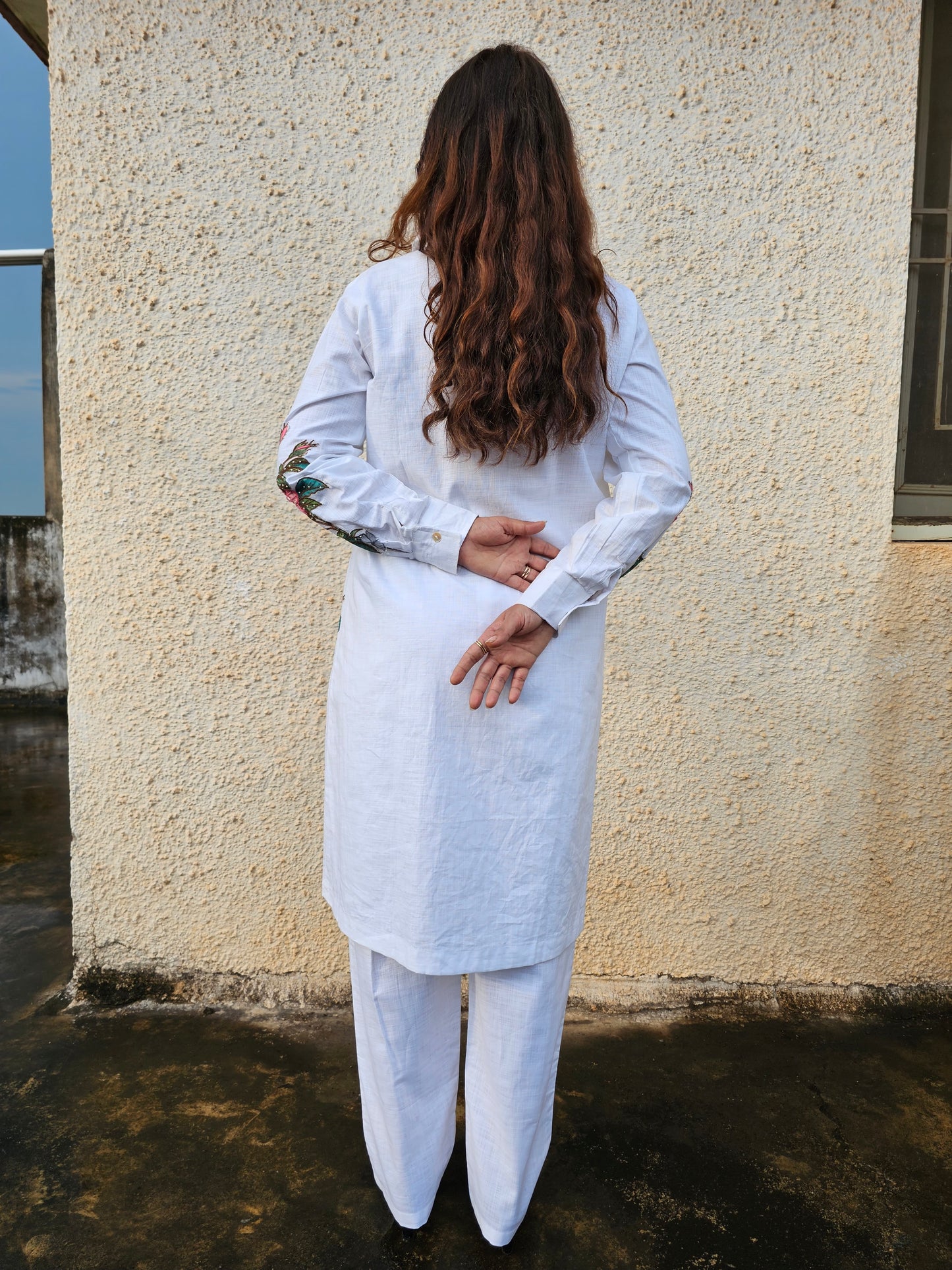Jeenas applique white cotton set