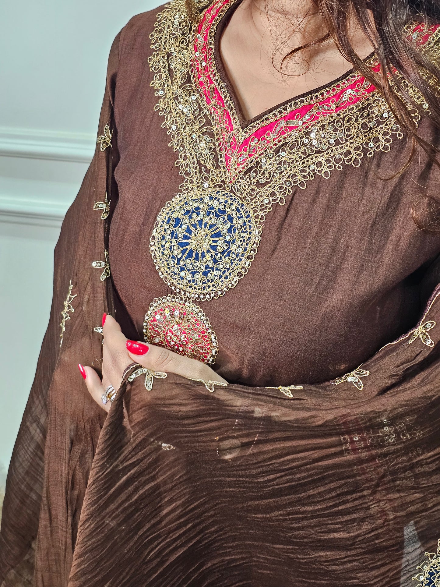 Jeenas pure mul chanderi suit set
