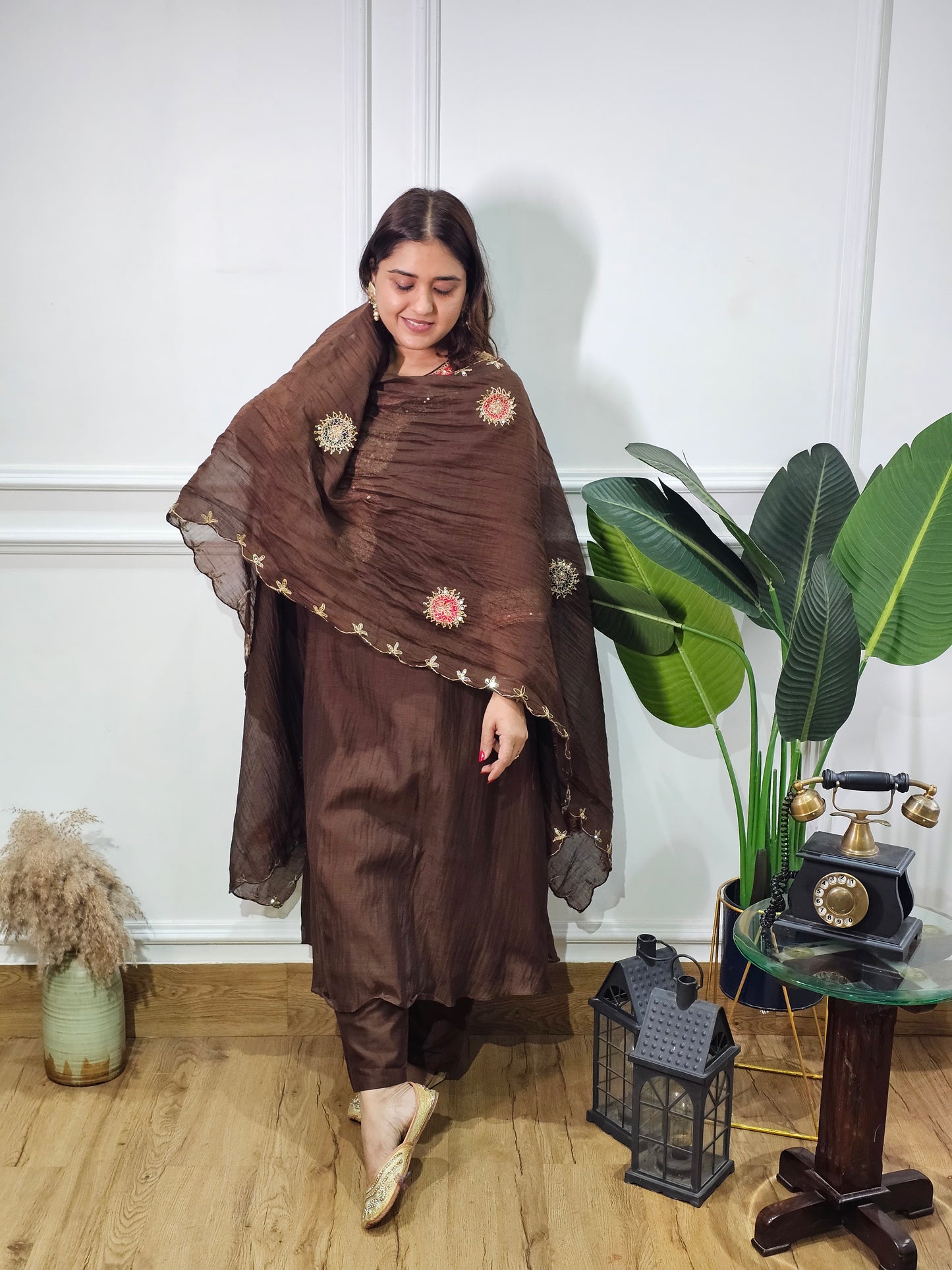 Jeenas pure mul chanderi suit set
