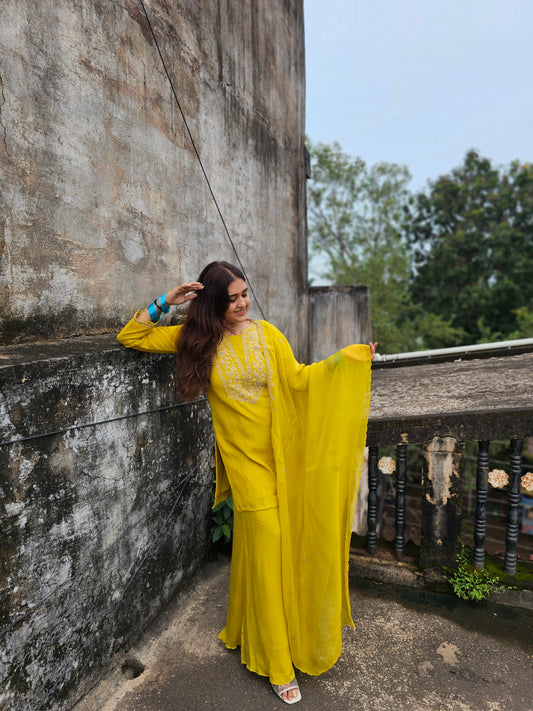 Jeenas mul divider chanderi suit set