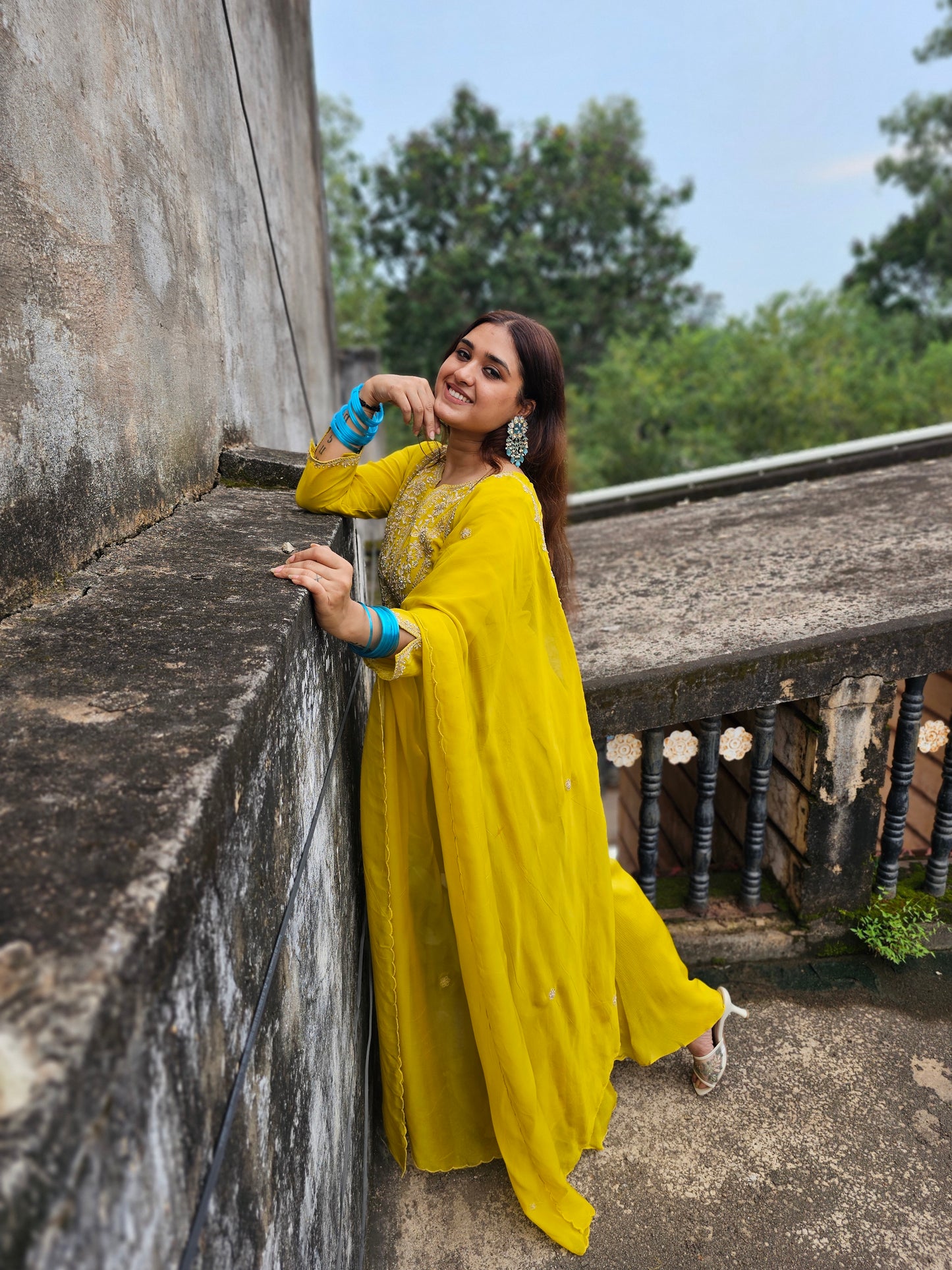 Jeenas mul divider chanderi suit set