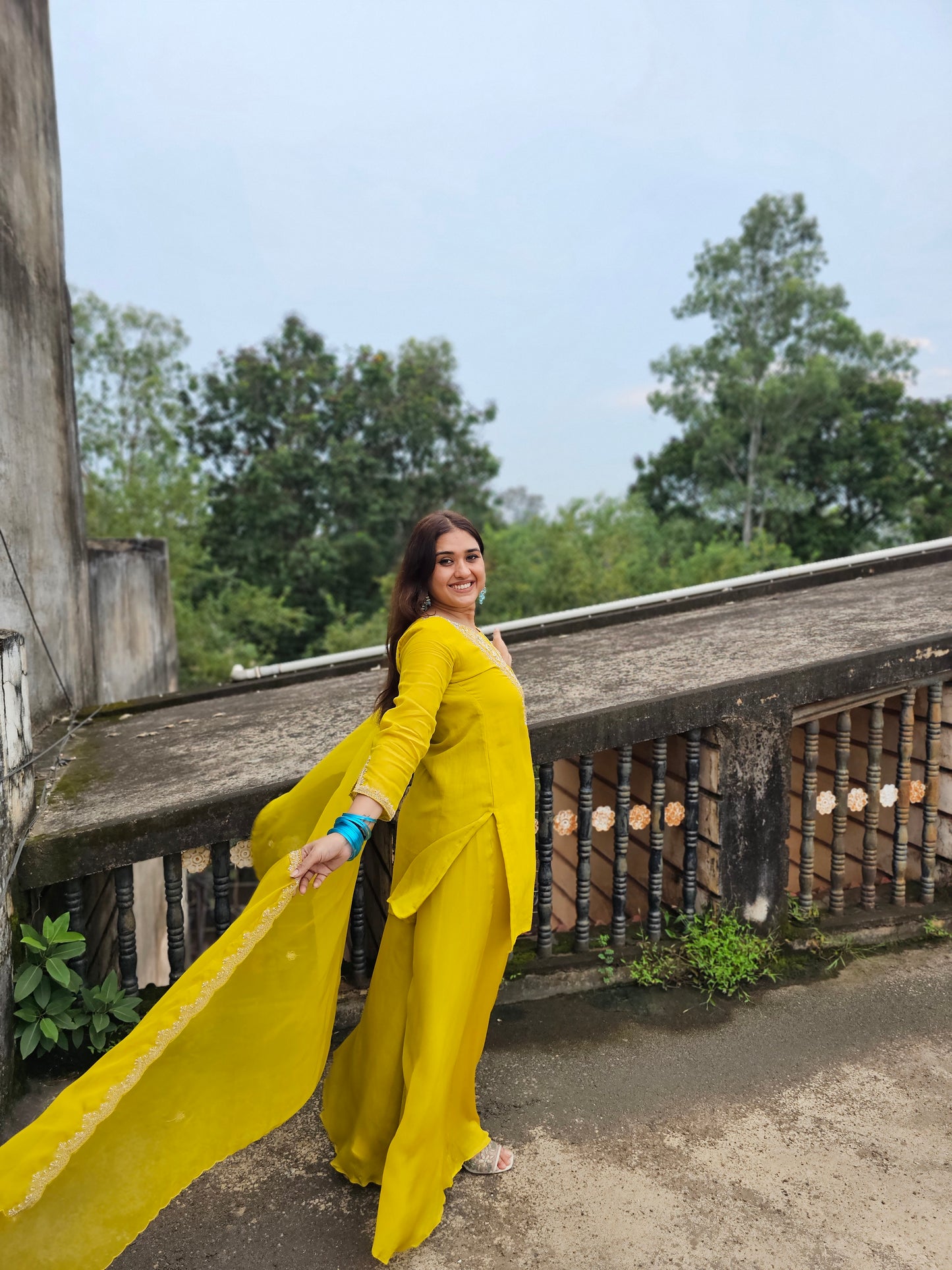 Jeenas mul divider chanderi suit set