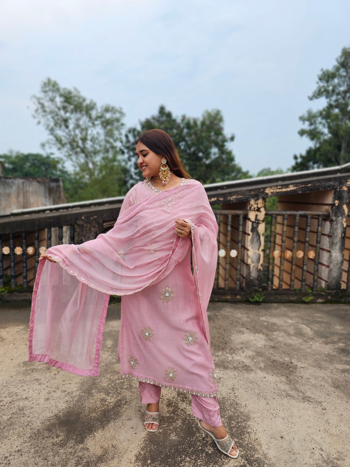 Jeenas mul chanderi suit set