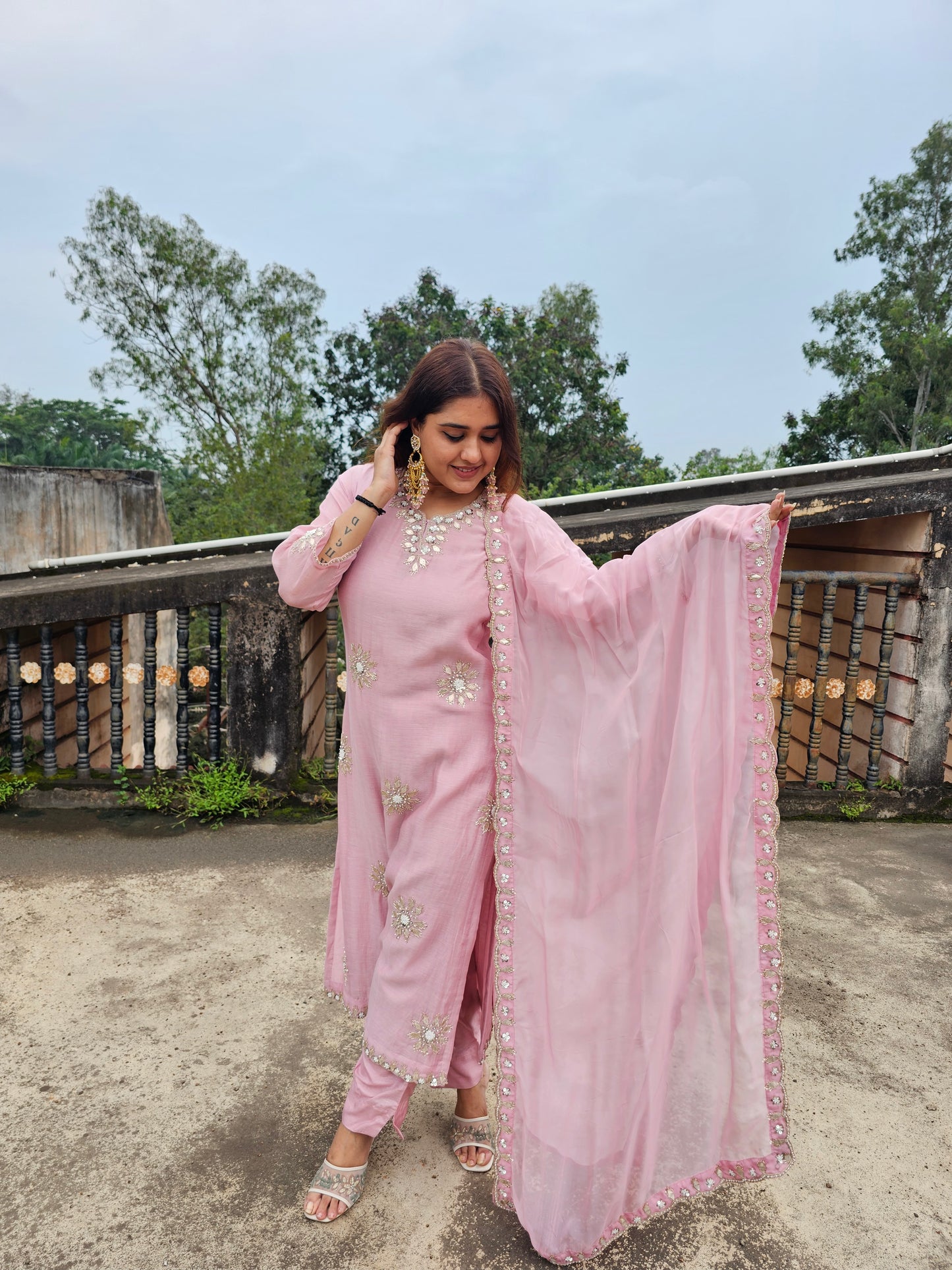 Jeenas mul chanderi suit set