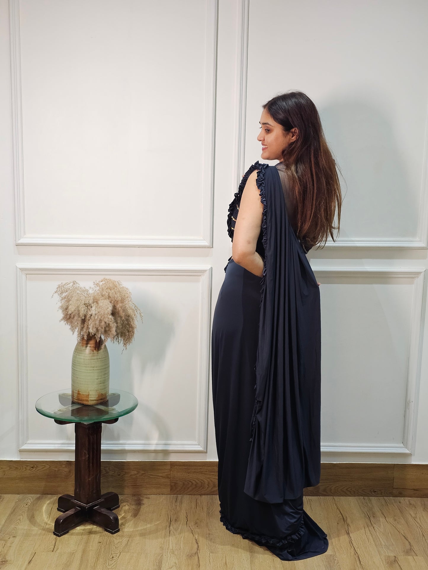 Jeenas Blue Drape Saree