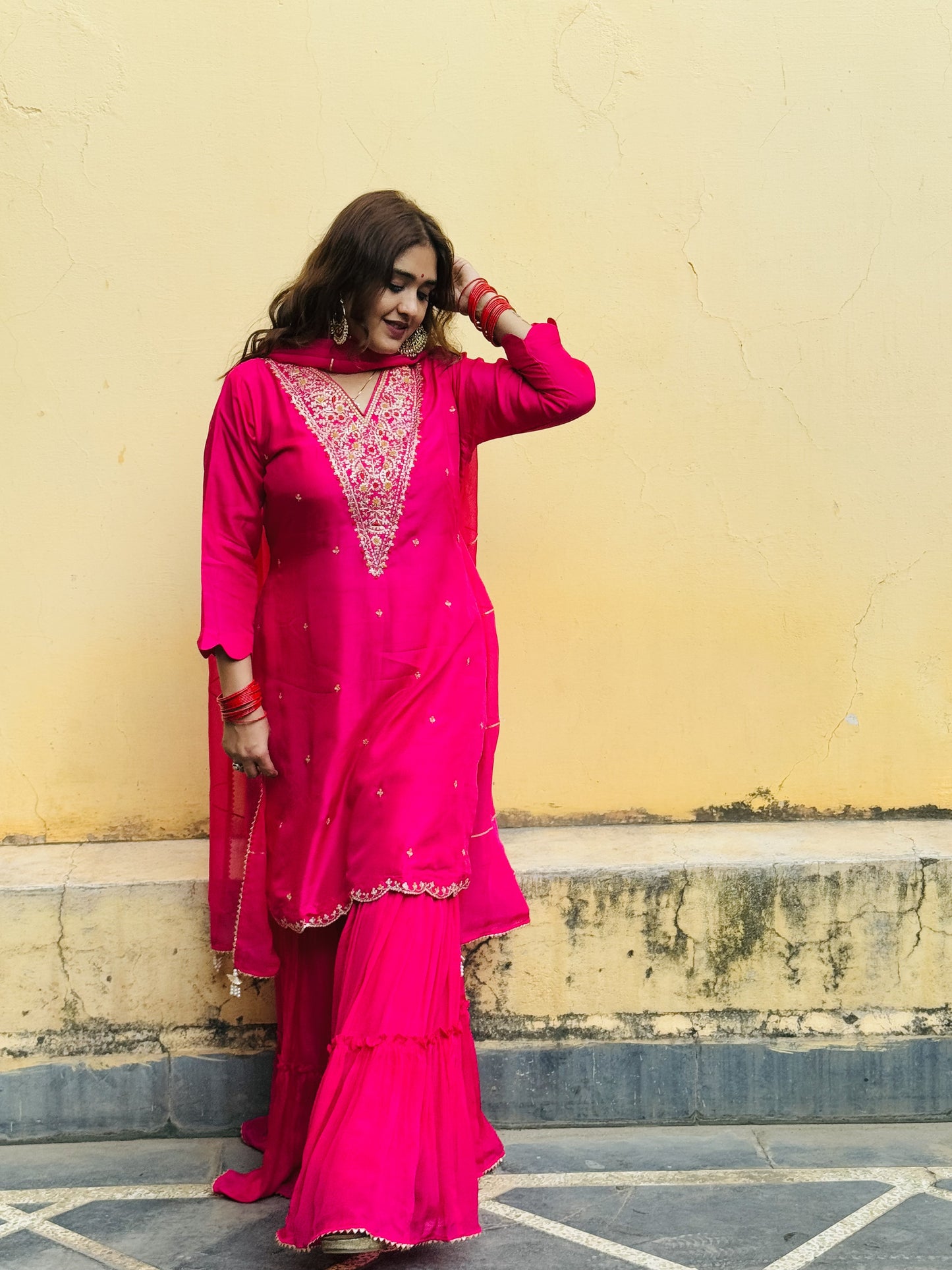 JEENAS pure silk with zari work and garara