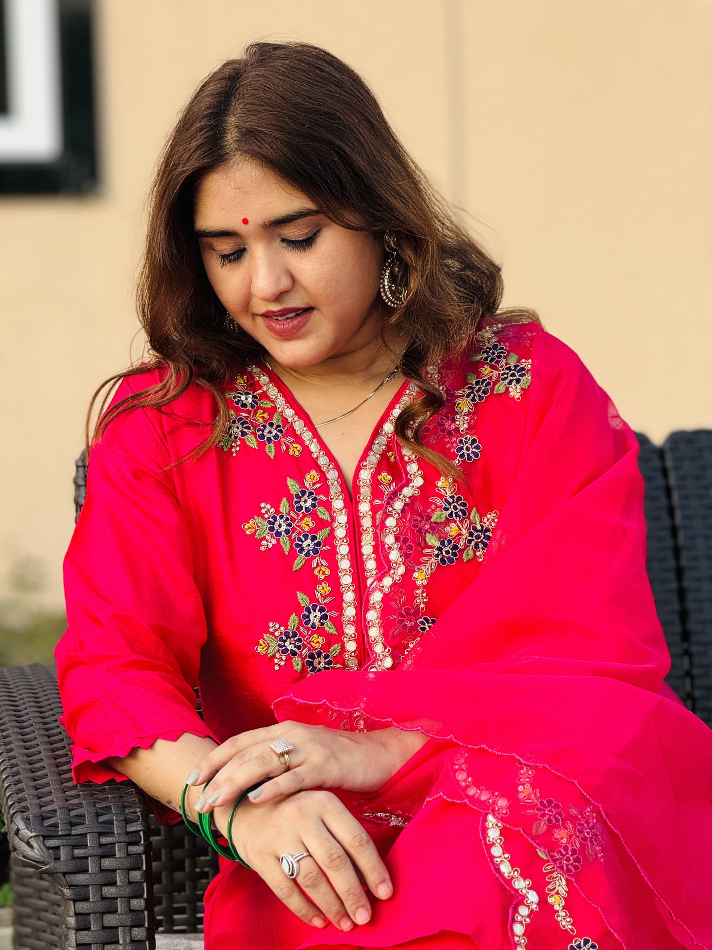 Jeena's pure silk kurta with organza dupatta