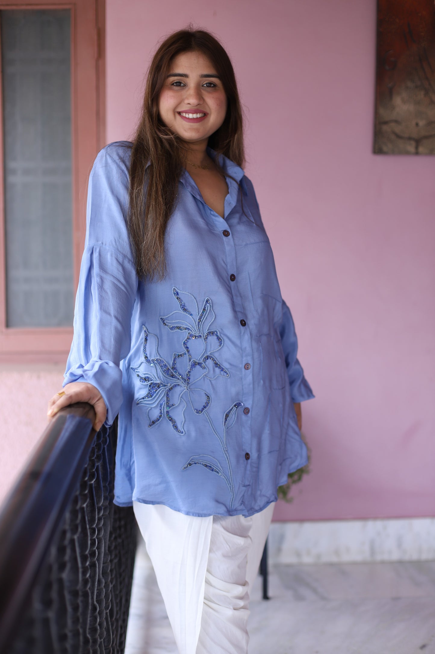 JEENAS Women Pure Chinon Long Shirt