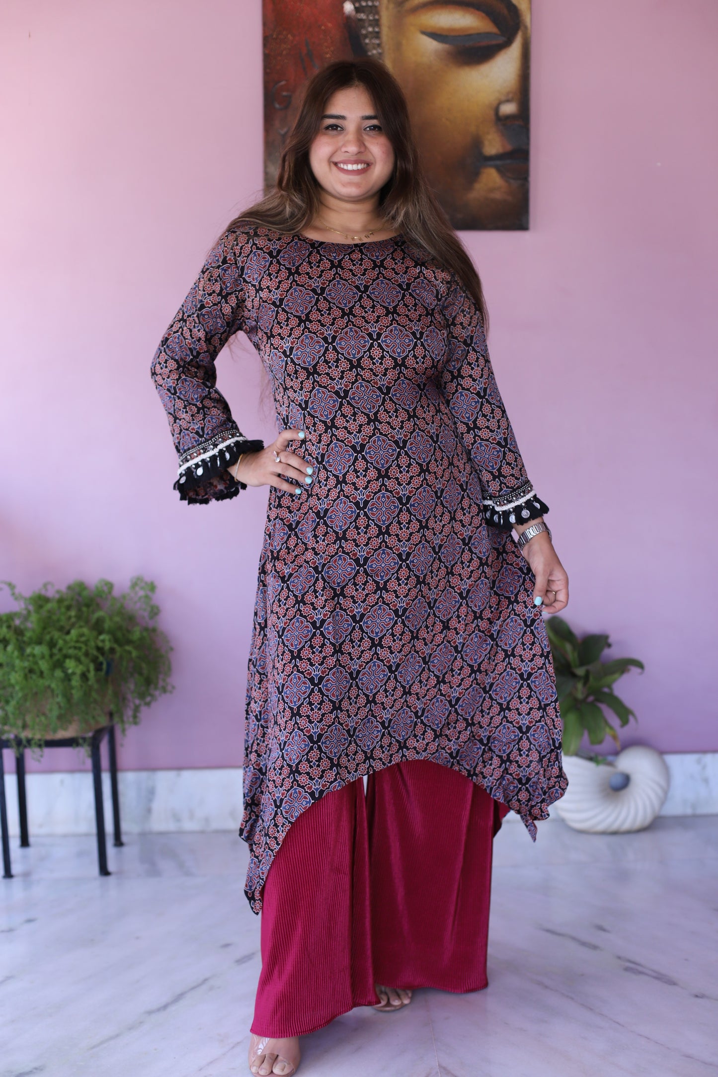 JEENAS Women Pure Modal Two Piece Set Ajrakh Print