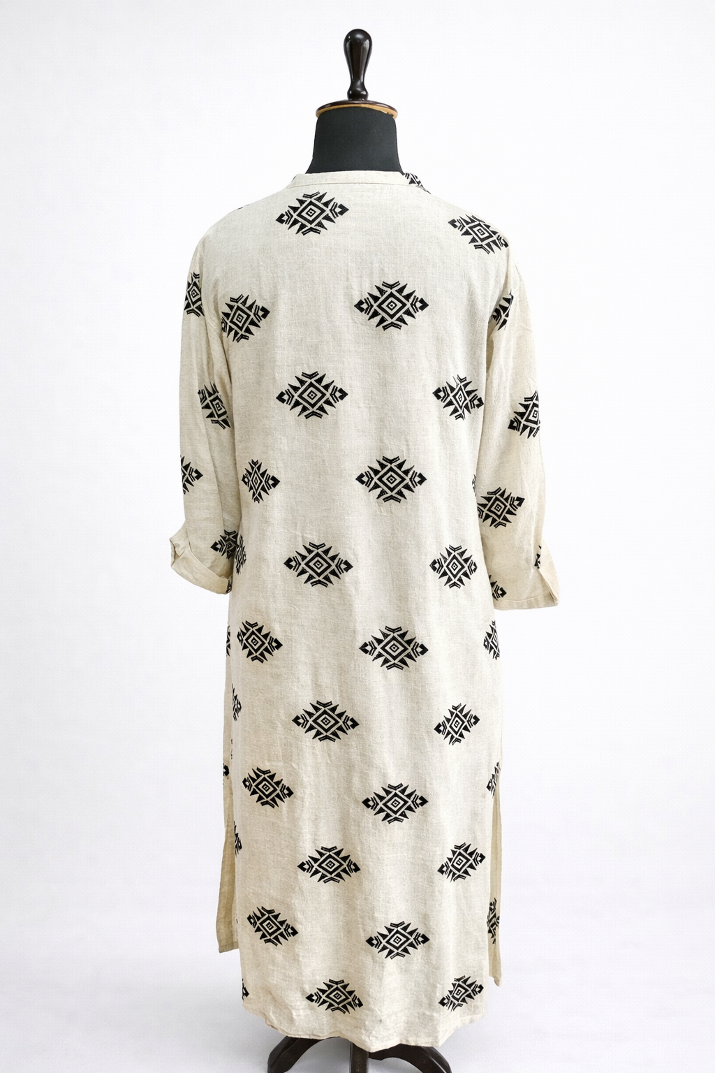 jeenas white geometric print kurta