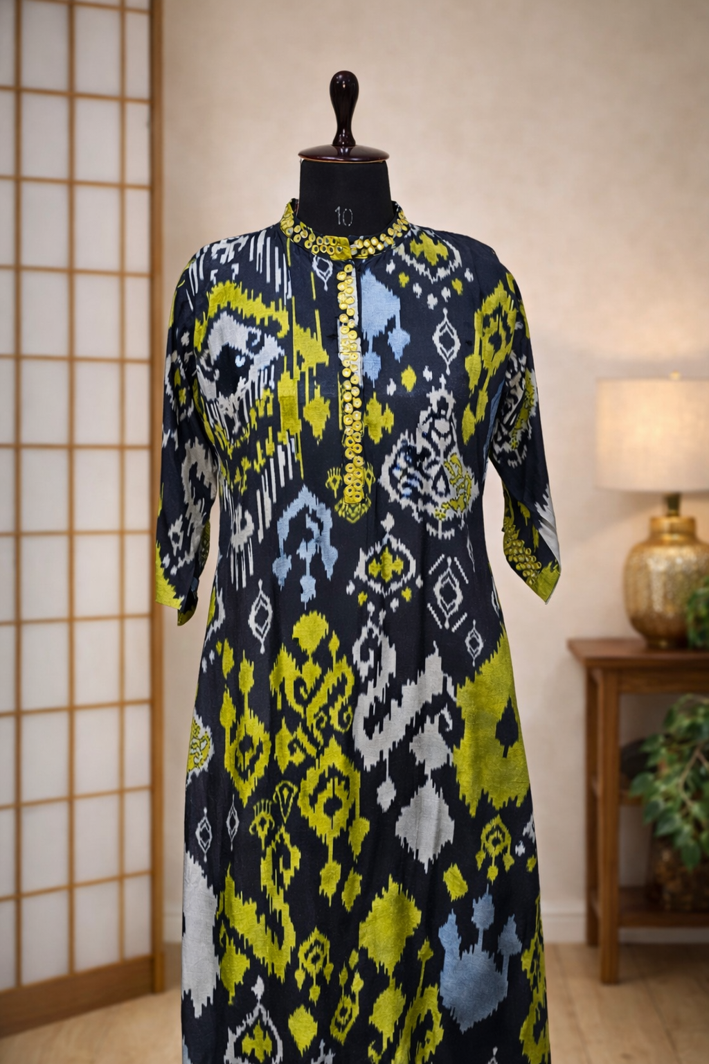 Jeenas Printed black kurta