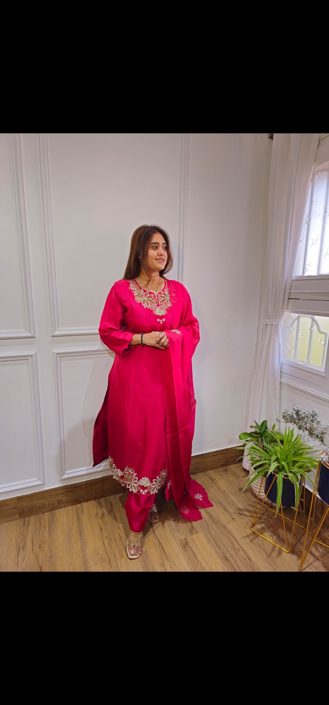 Jeenas pure silk embroidery suit