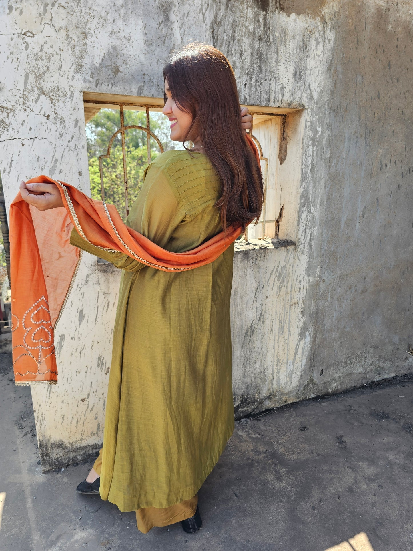Pure mal chanderi antique suit set