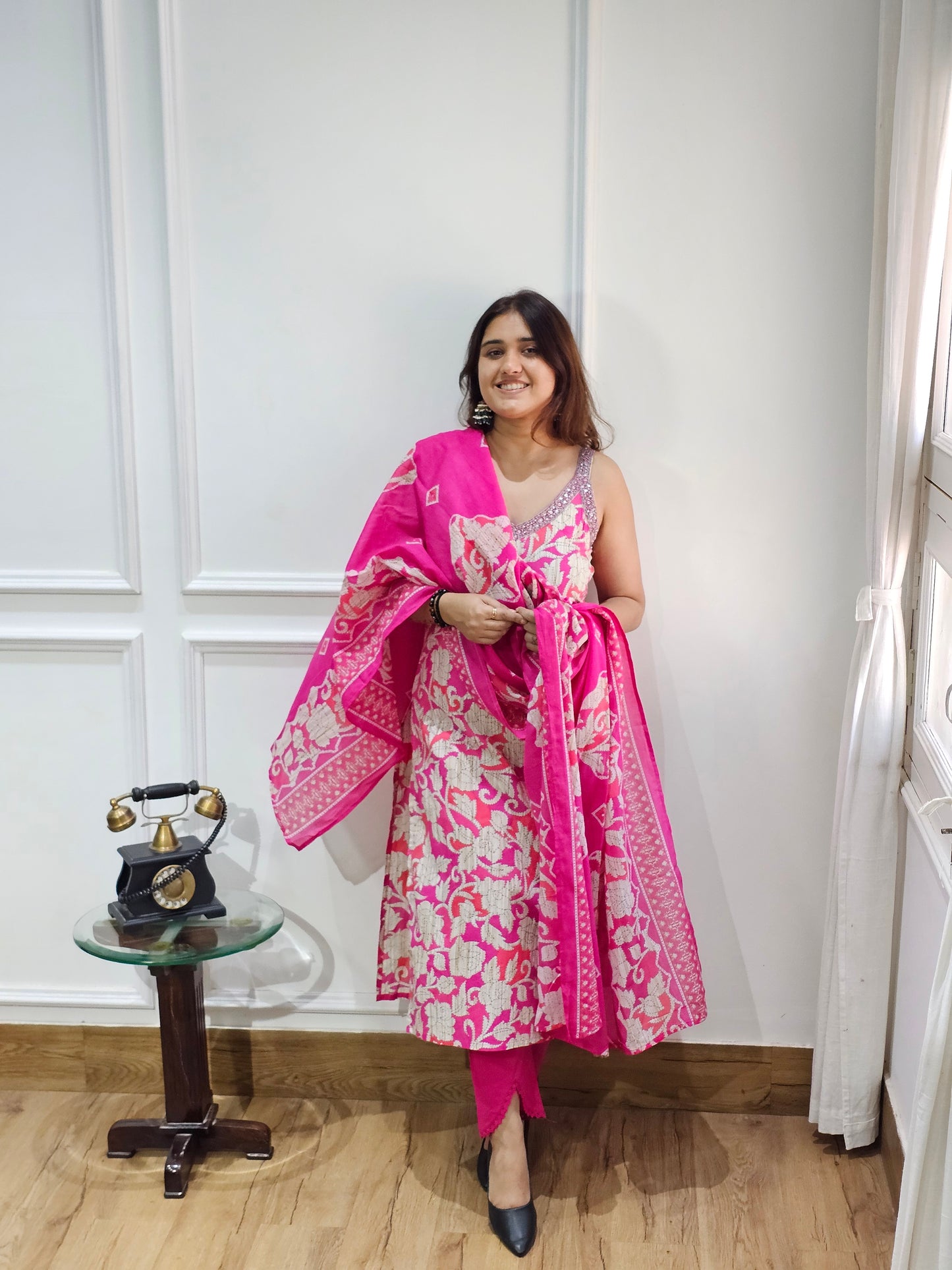 Jeenas floral cotton strap suit set