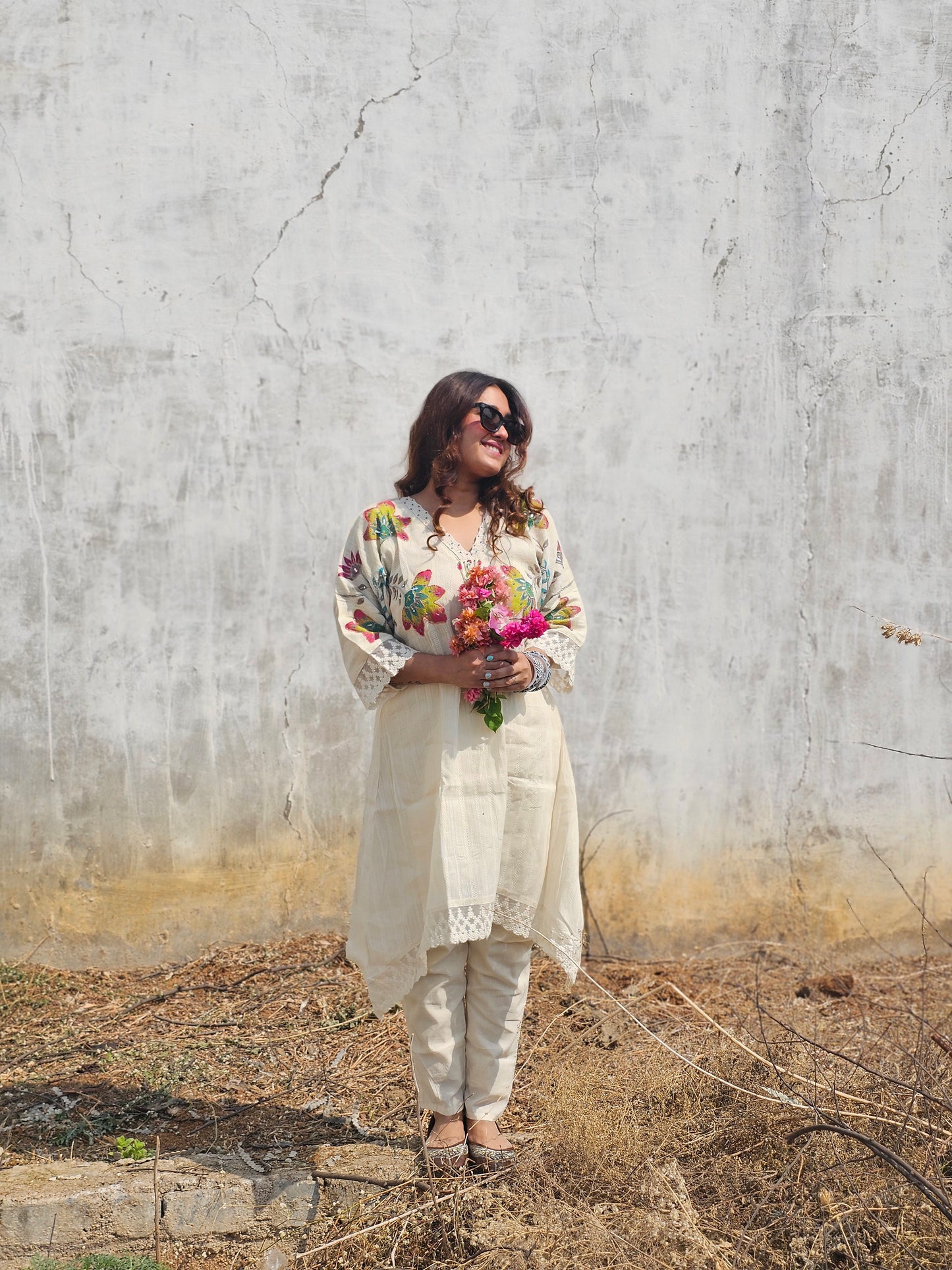 Ivory painted kurta pant