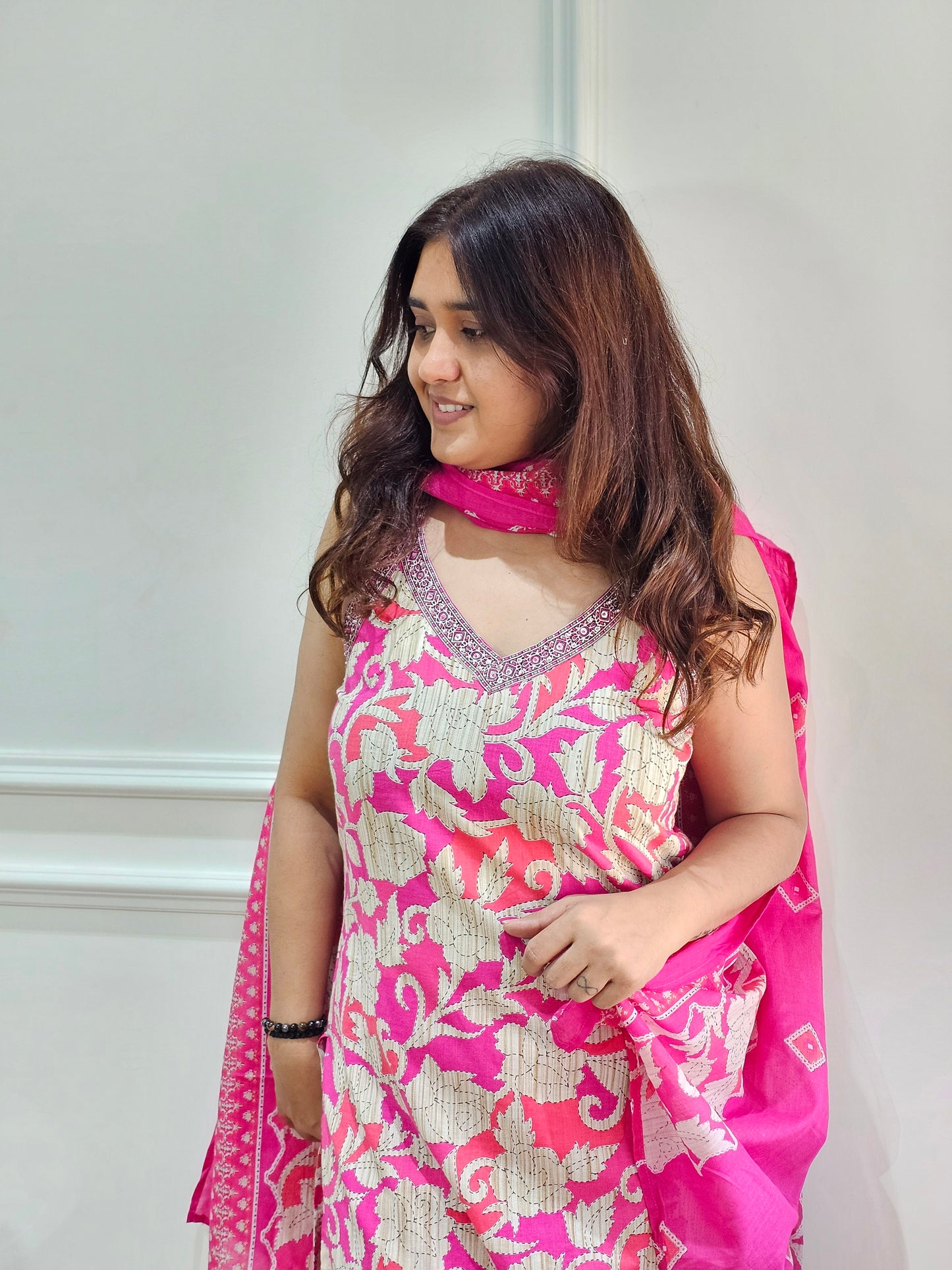 Jeenas floral cotton strap suit set