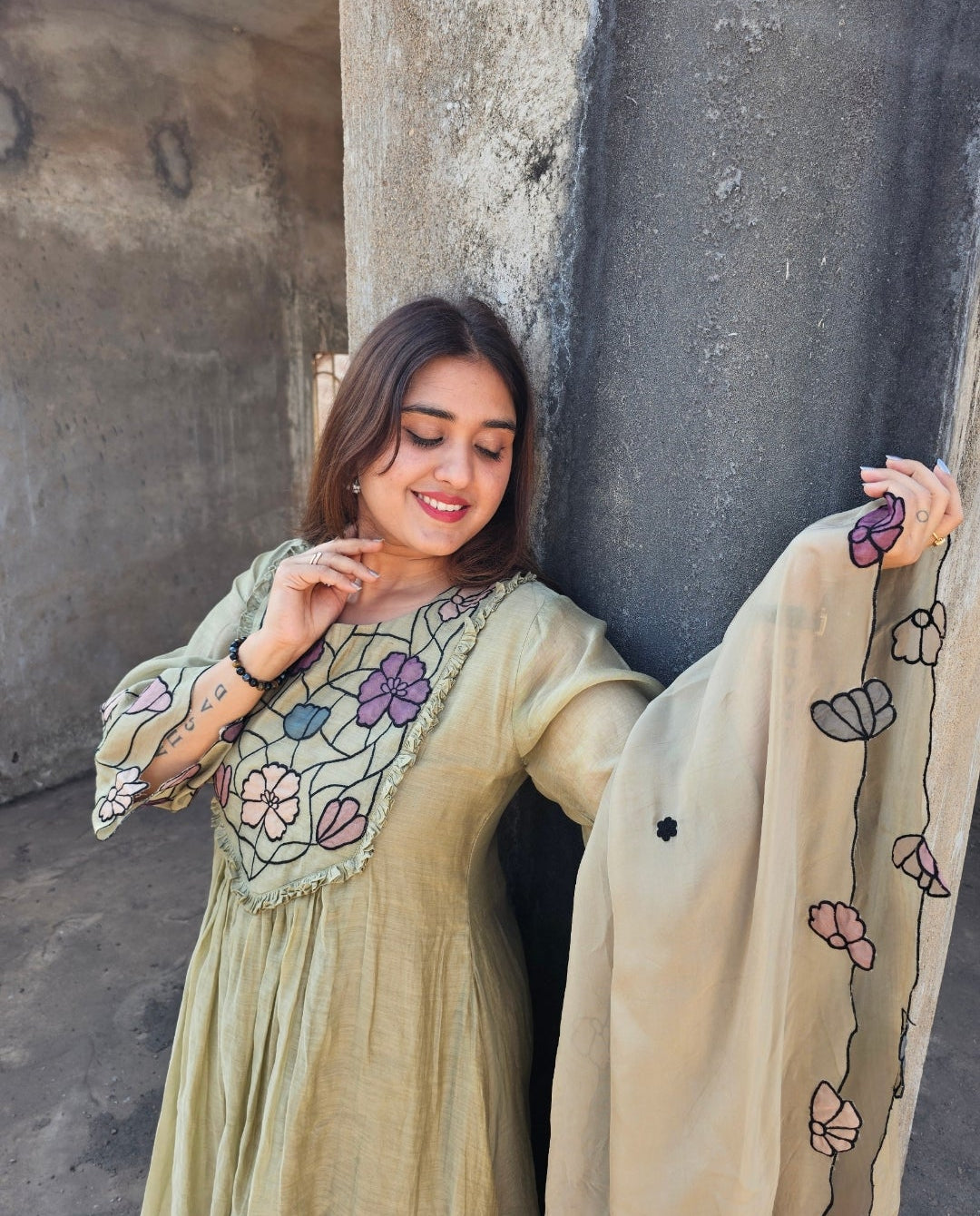 Jeenas pure mul chanderi Suit set