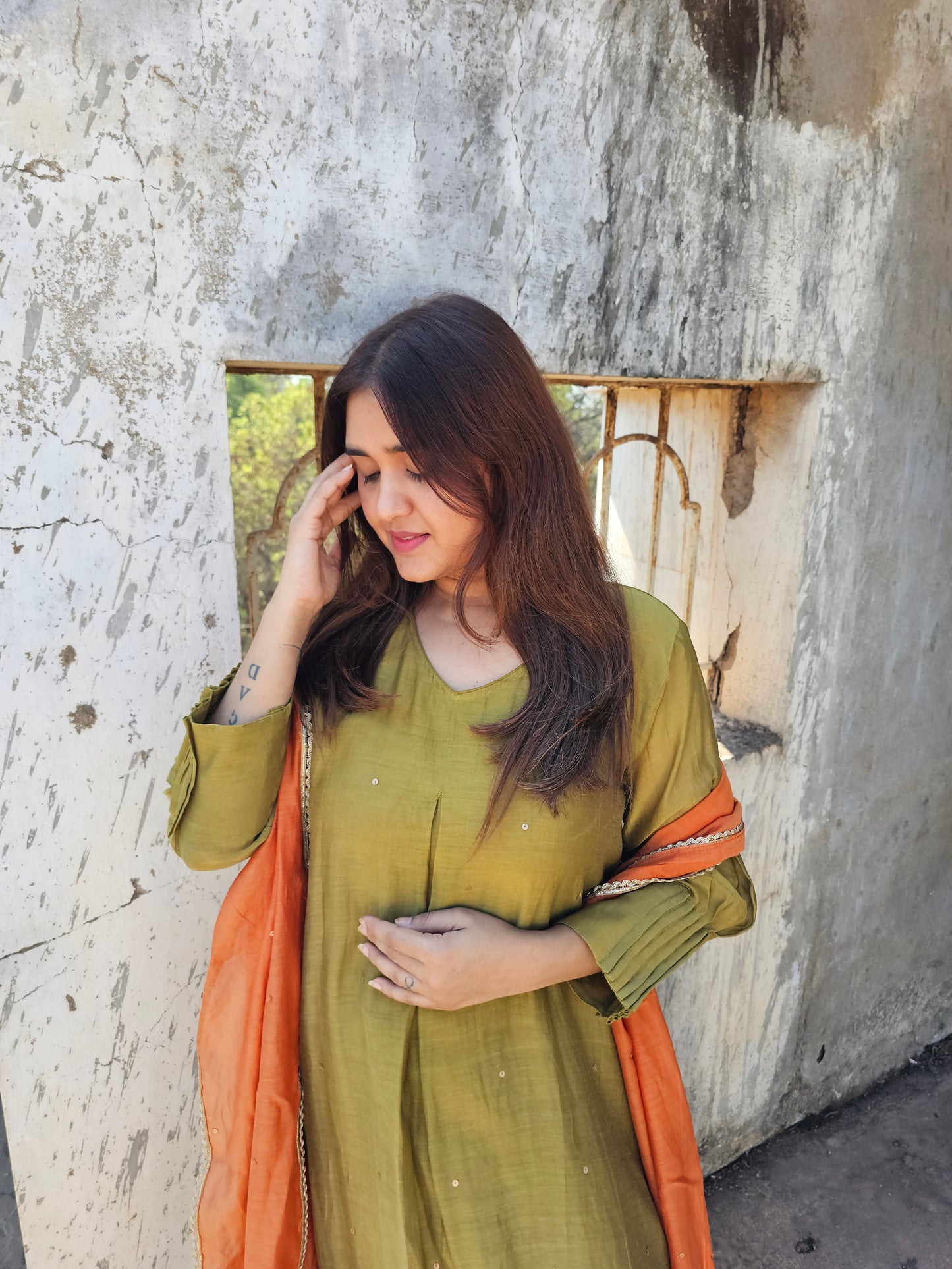 Pure mal chanderi antique suit set