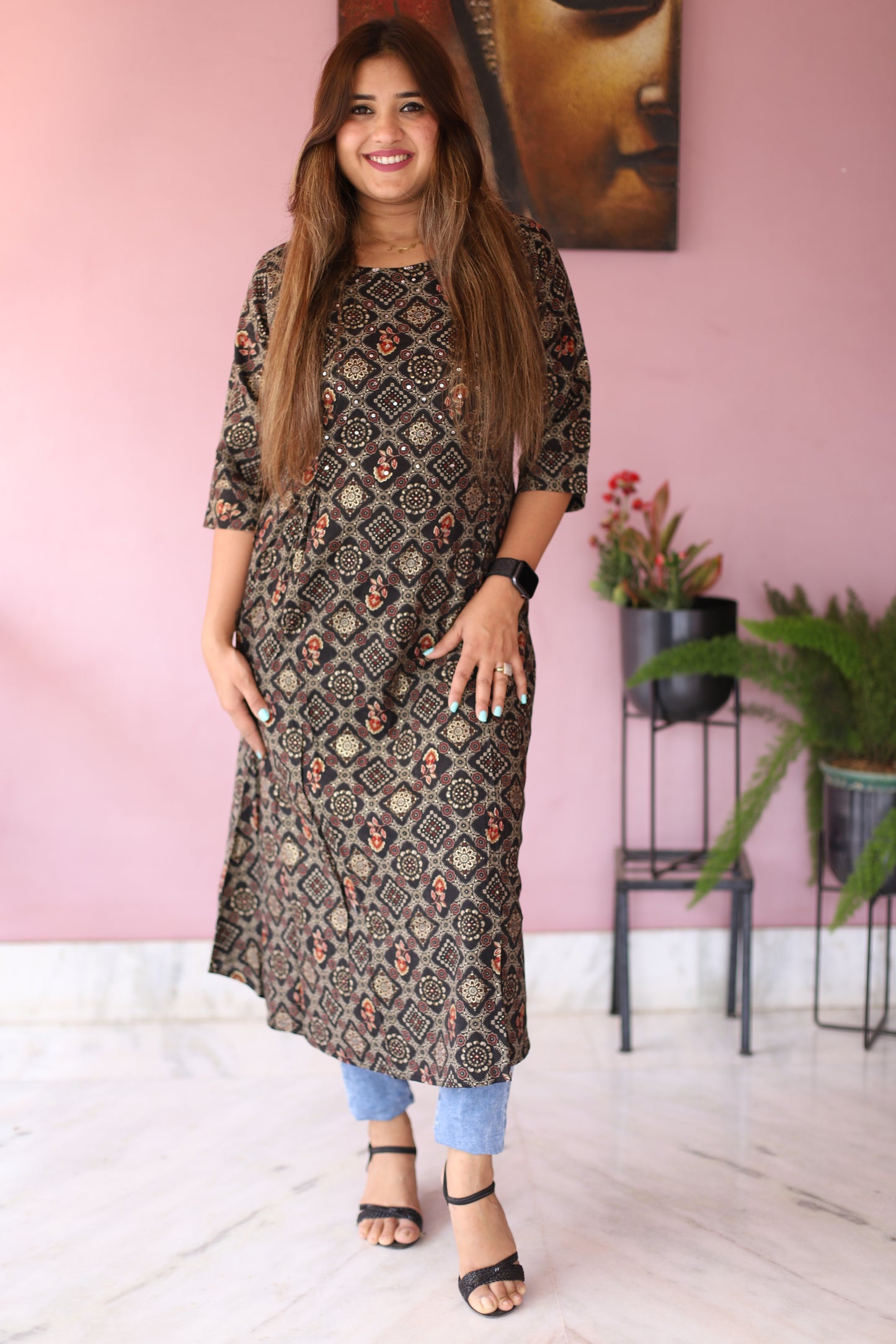 JEENAS Women Cotton Printed Kurti With Pocket