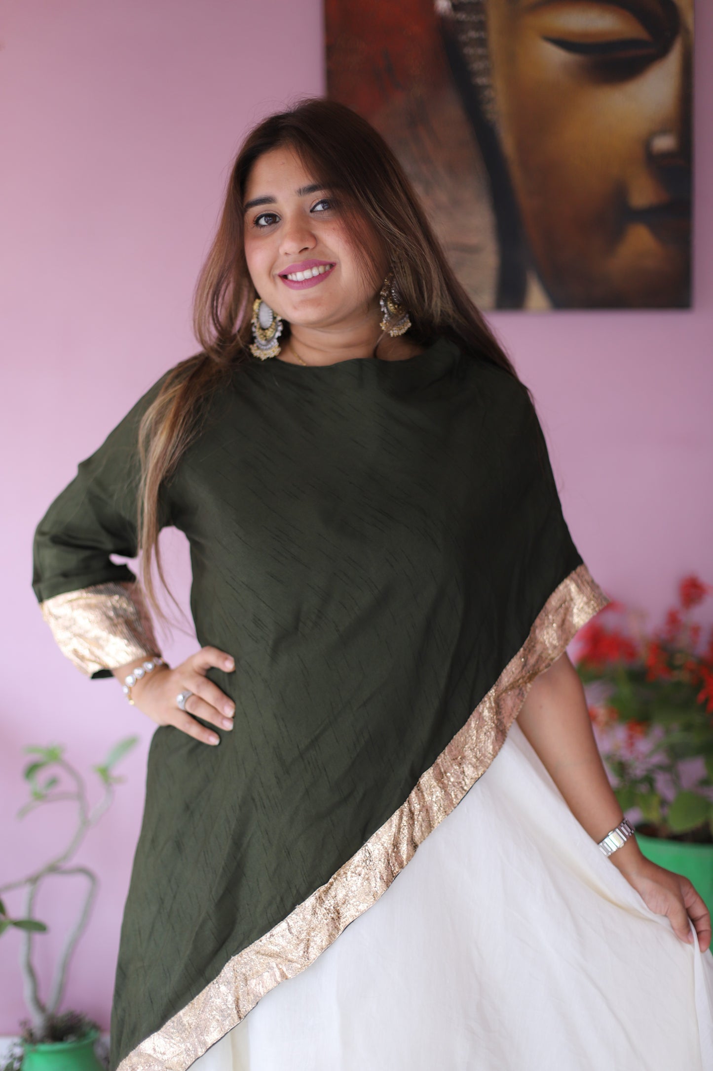 JEENAS Women Pure Chanderi Three Pcs Set