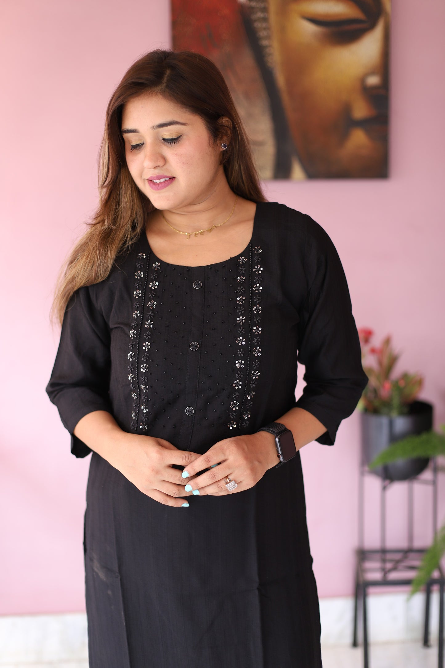 JEENAS Women Cotton Kurti With Thread Work