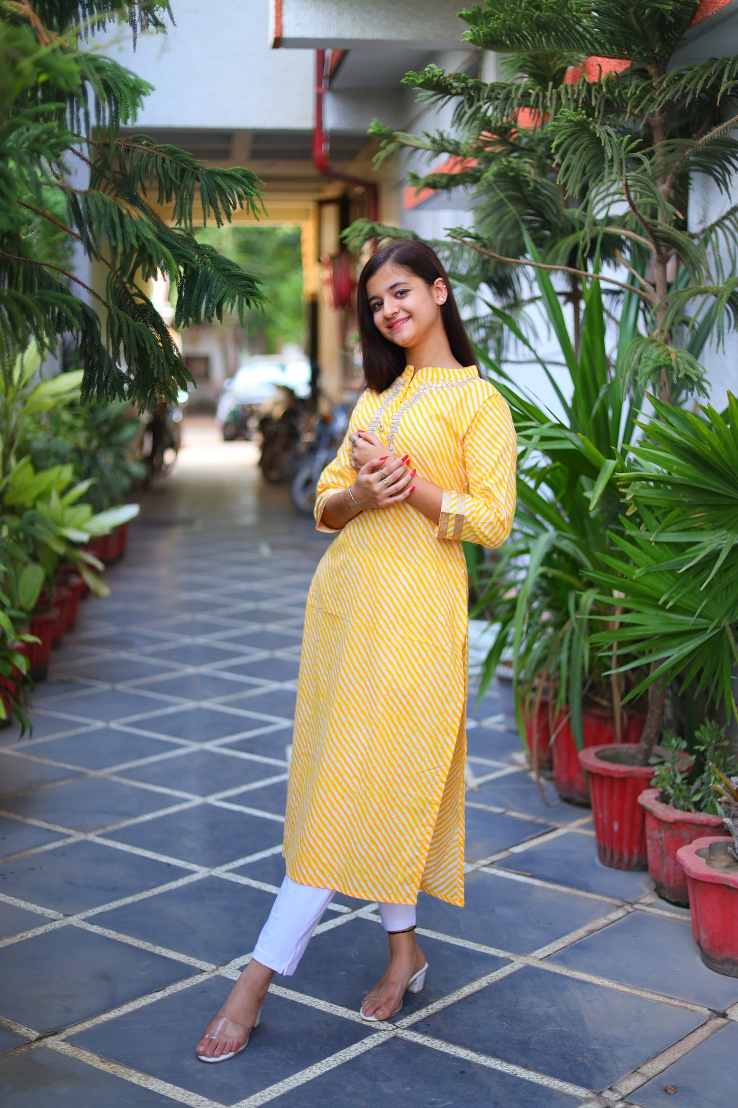 JEENAS Cotton Kurti with Gota work