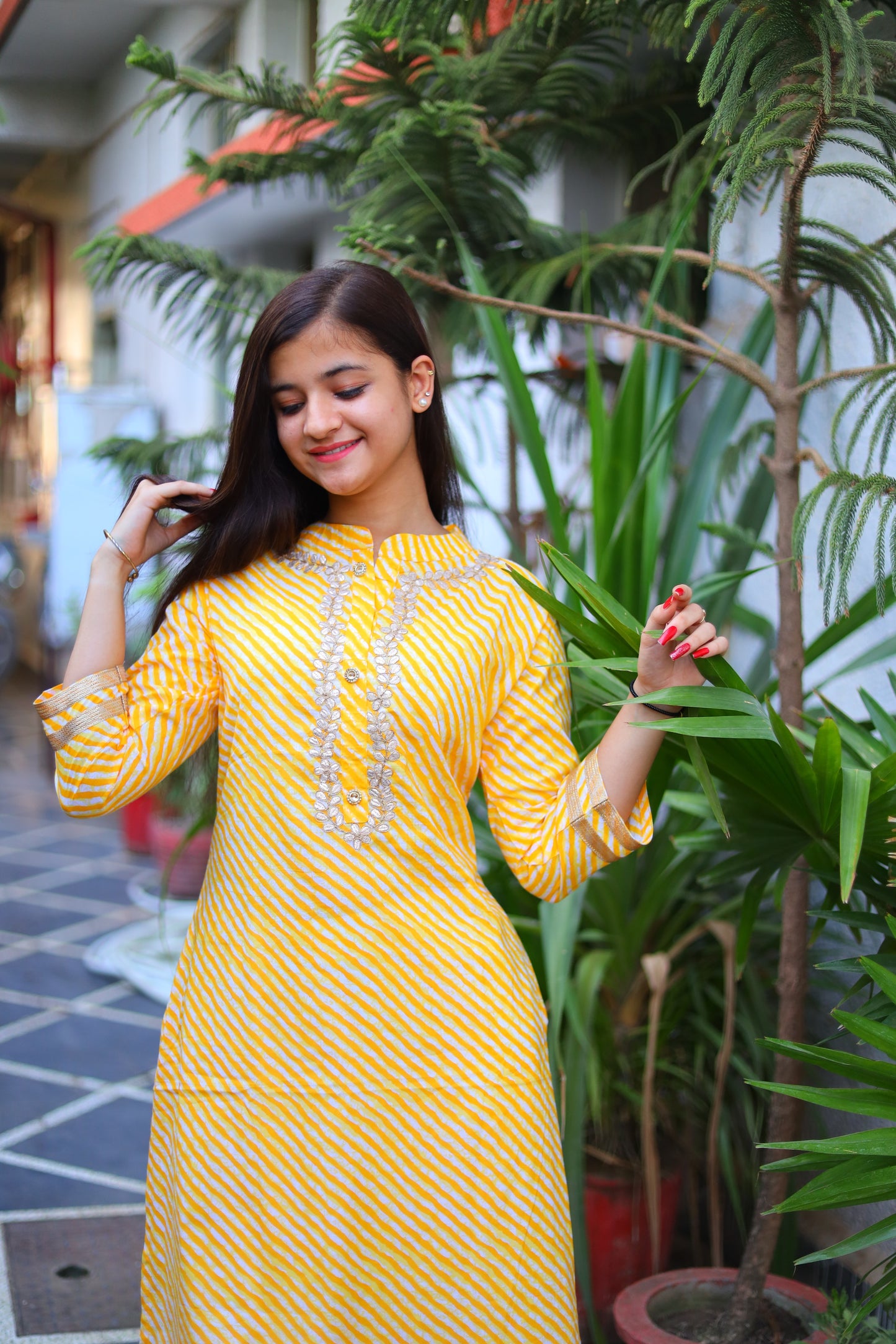 JEENAS Cotton Kurti with Gota work