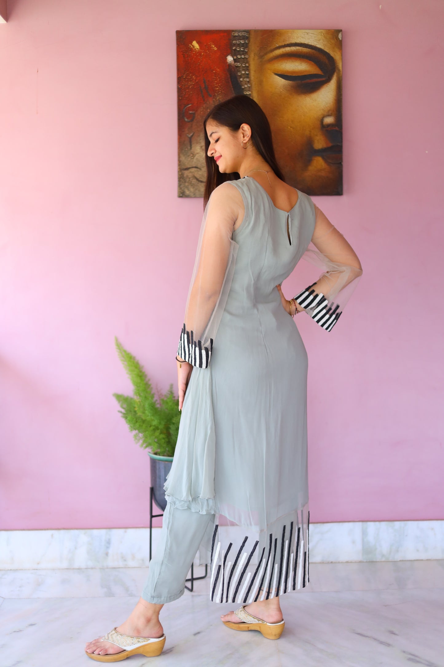 JEENAS Women Pure Georgette Pant Set
