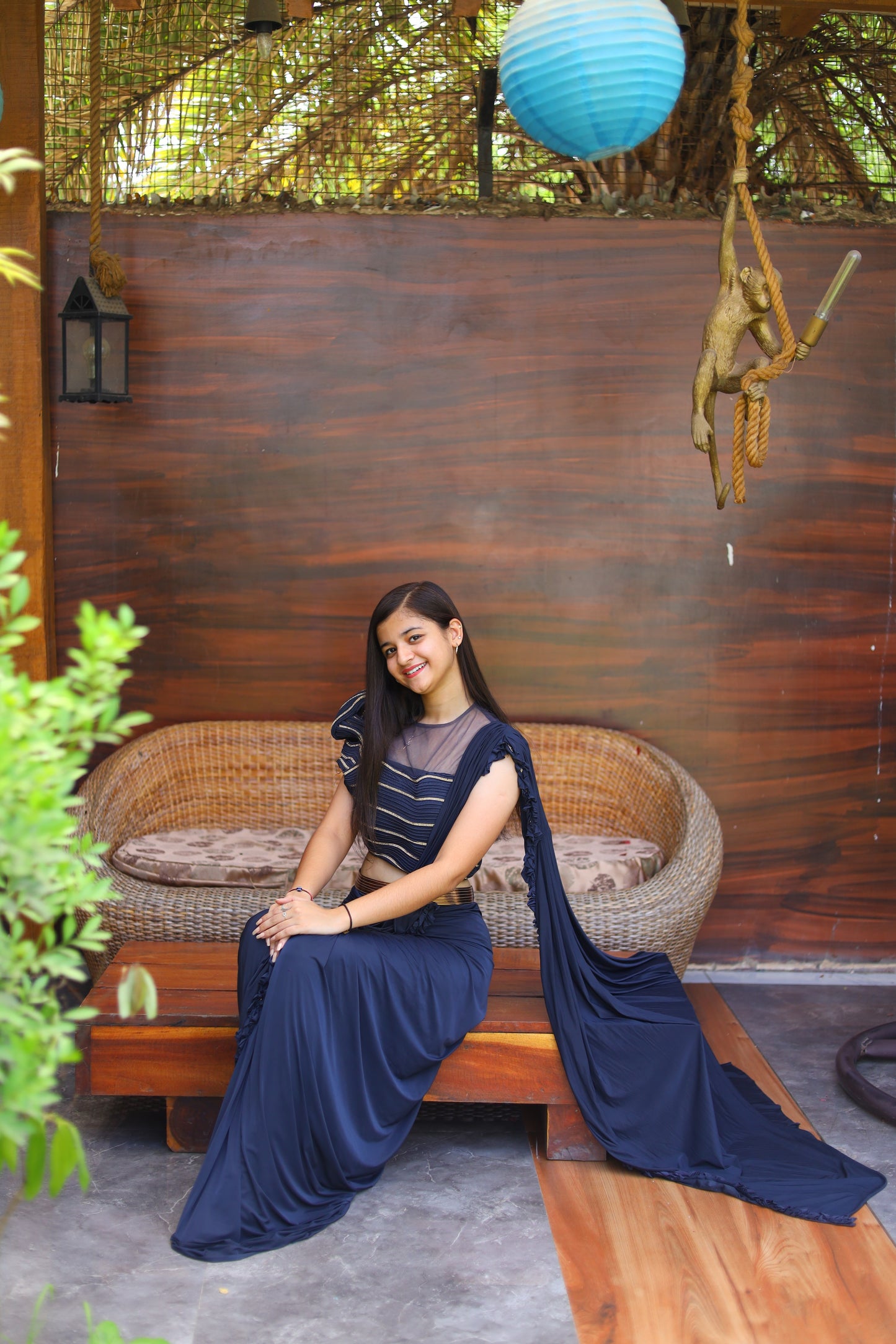 JEENAS Women Imported Lycra Drape Saree
