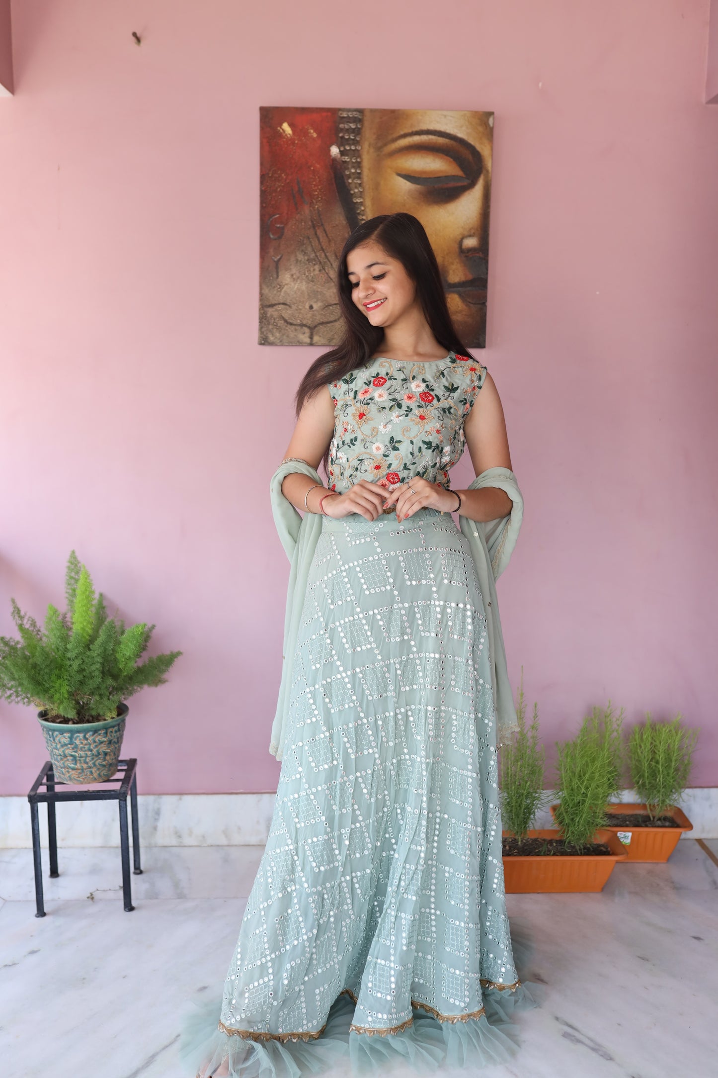 JEENAS Women Pure Georgette Lehenga