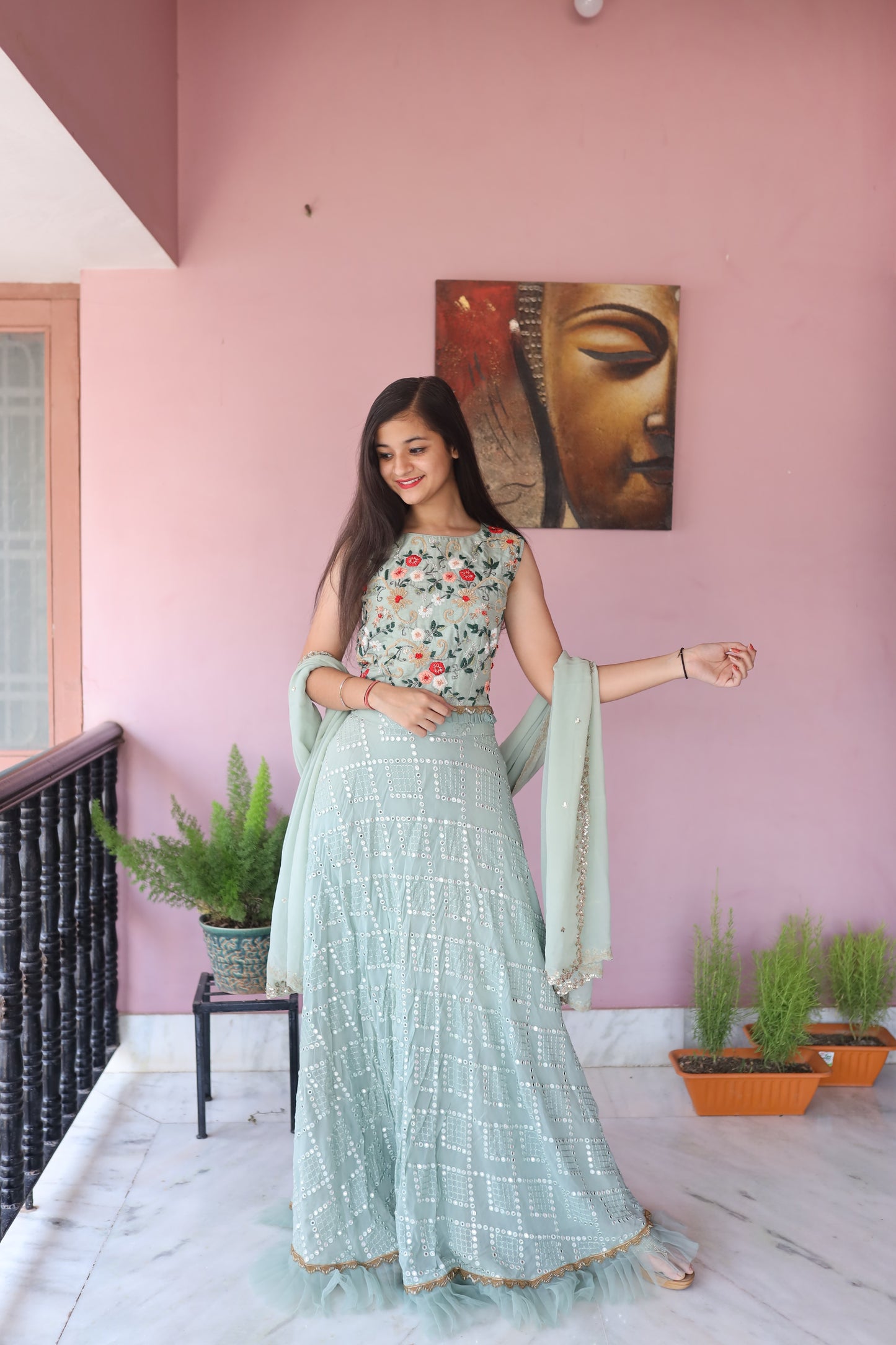 JEENAS Women Pure Georgette Lehenga