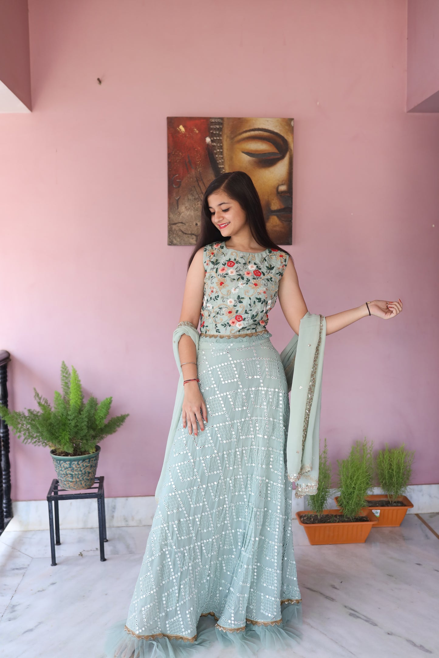 JEENAS Women Pure Georgette Lehenga