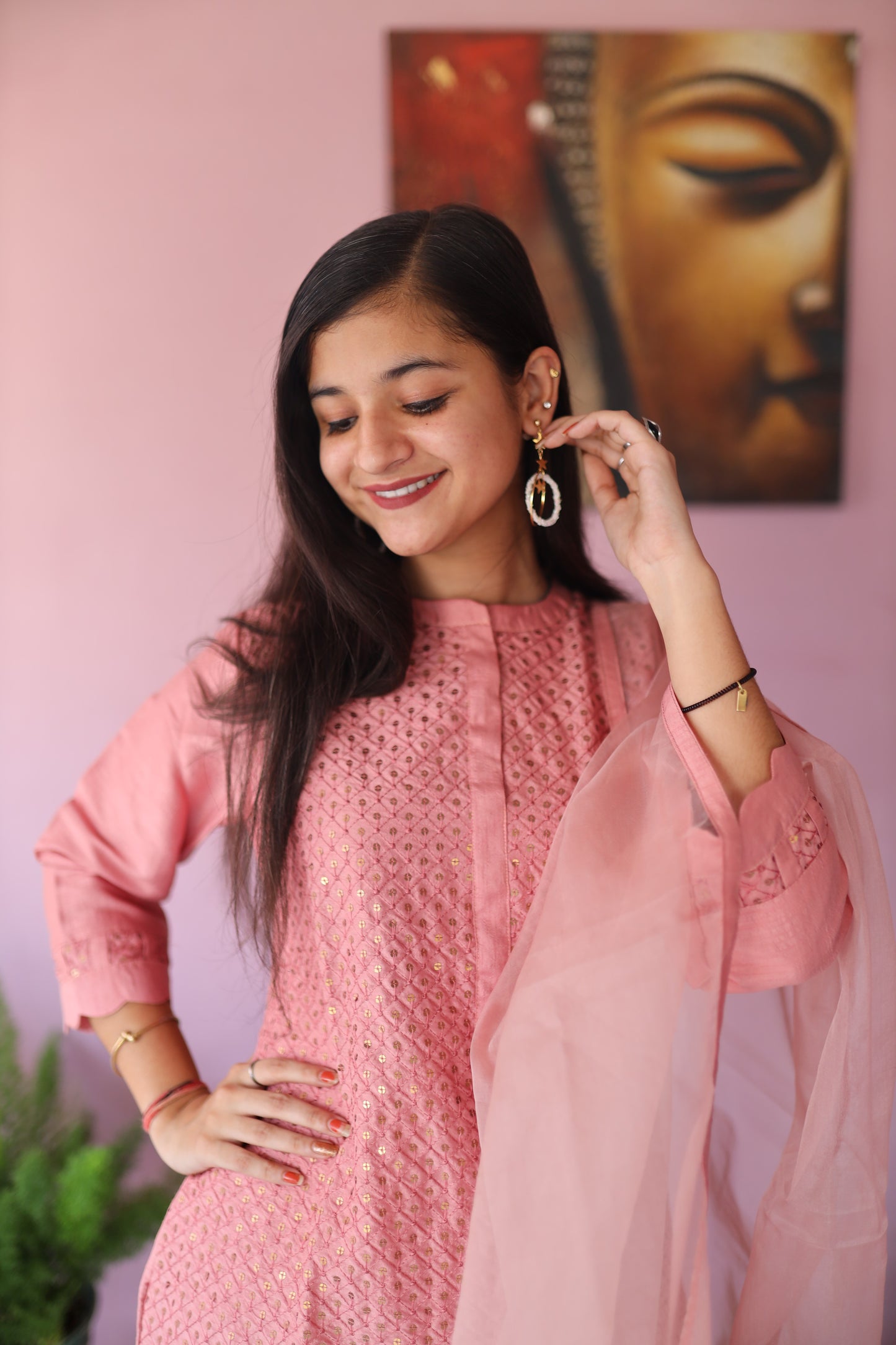 JEENAS Women Chanderi Suit With Dupatta