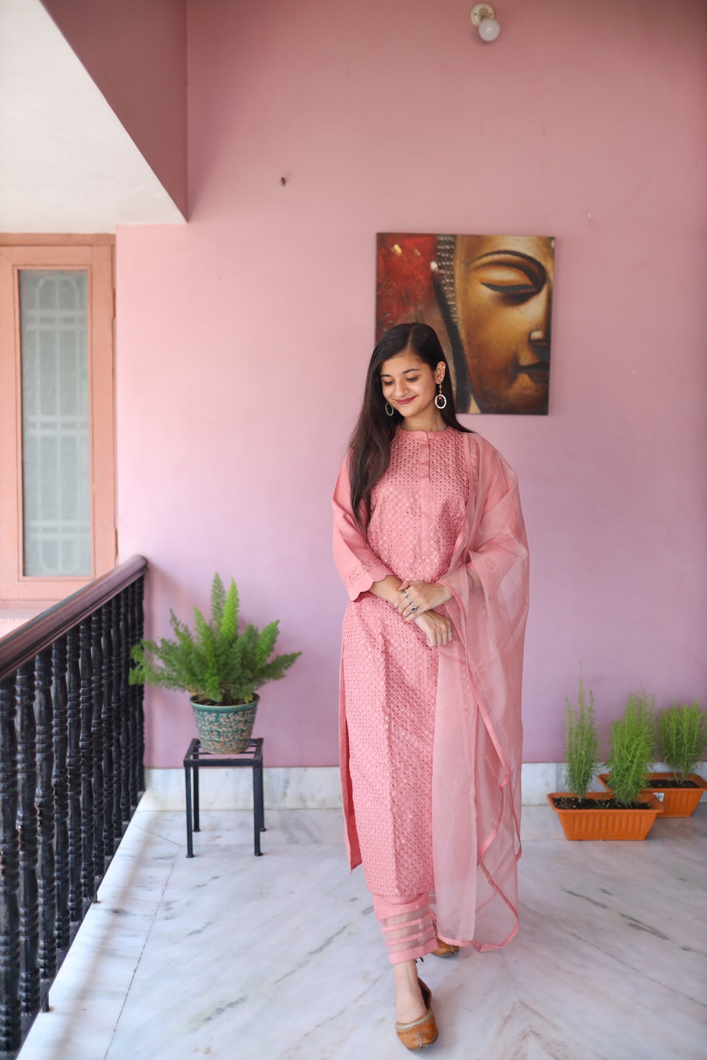 JEENAS Women Chanderi Suit With Dupatta