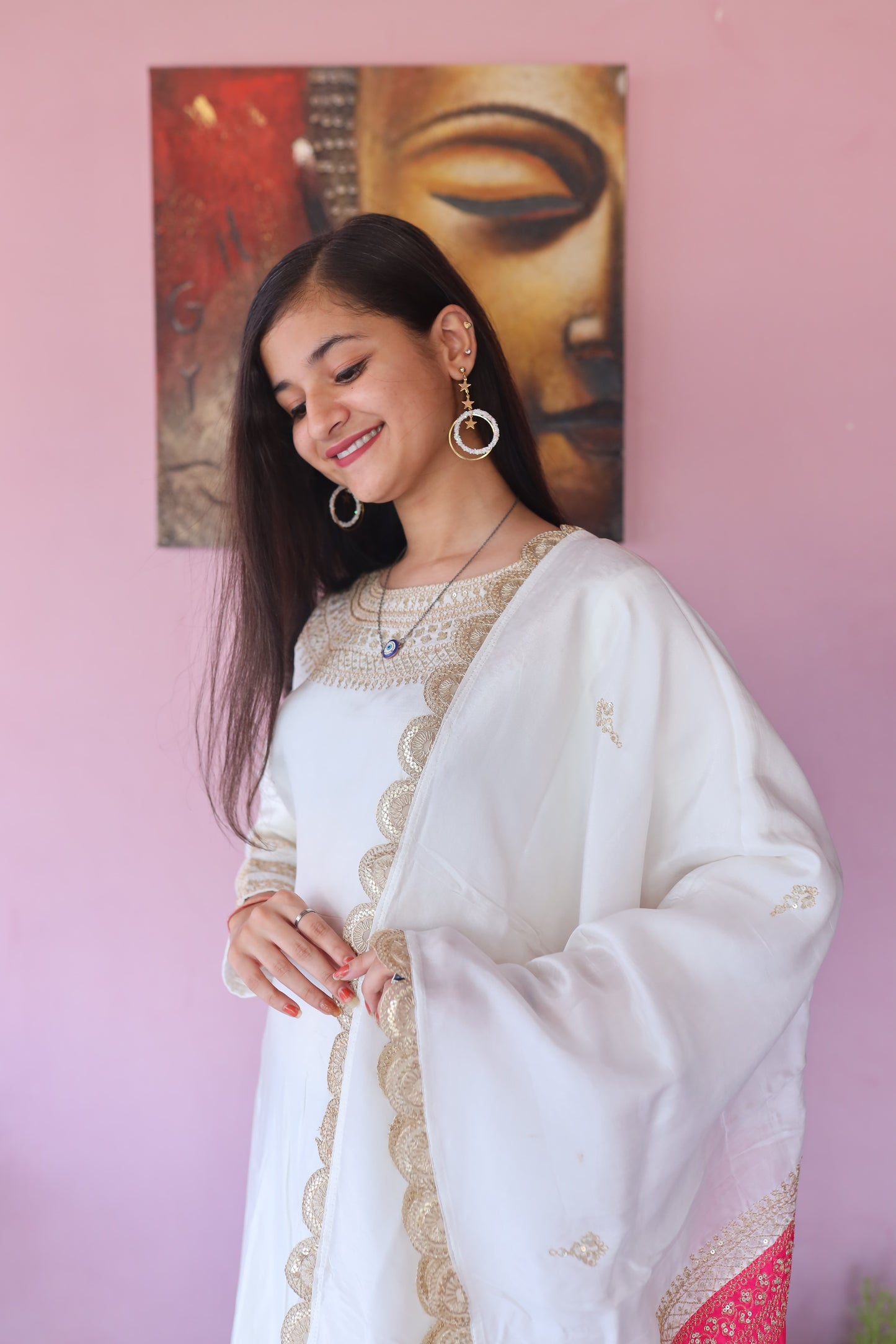 JEENAS Women Pure Silk Dress With Heavy Dupatta