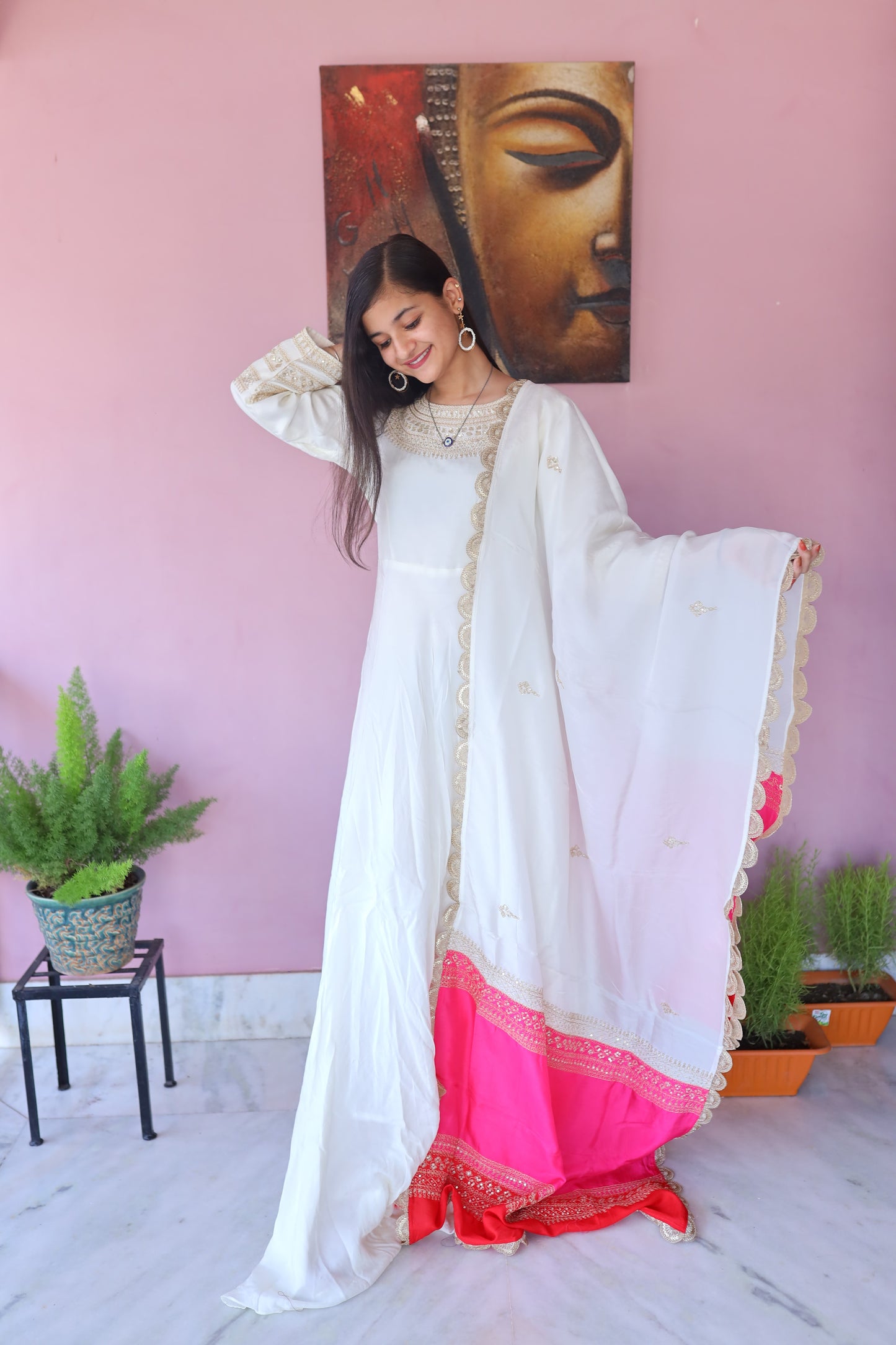 JEENAS Women Pure Silk Dress With Heavy Dupatta