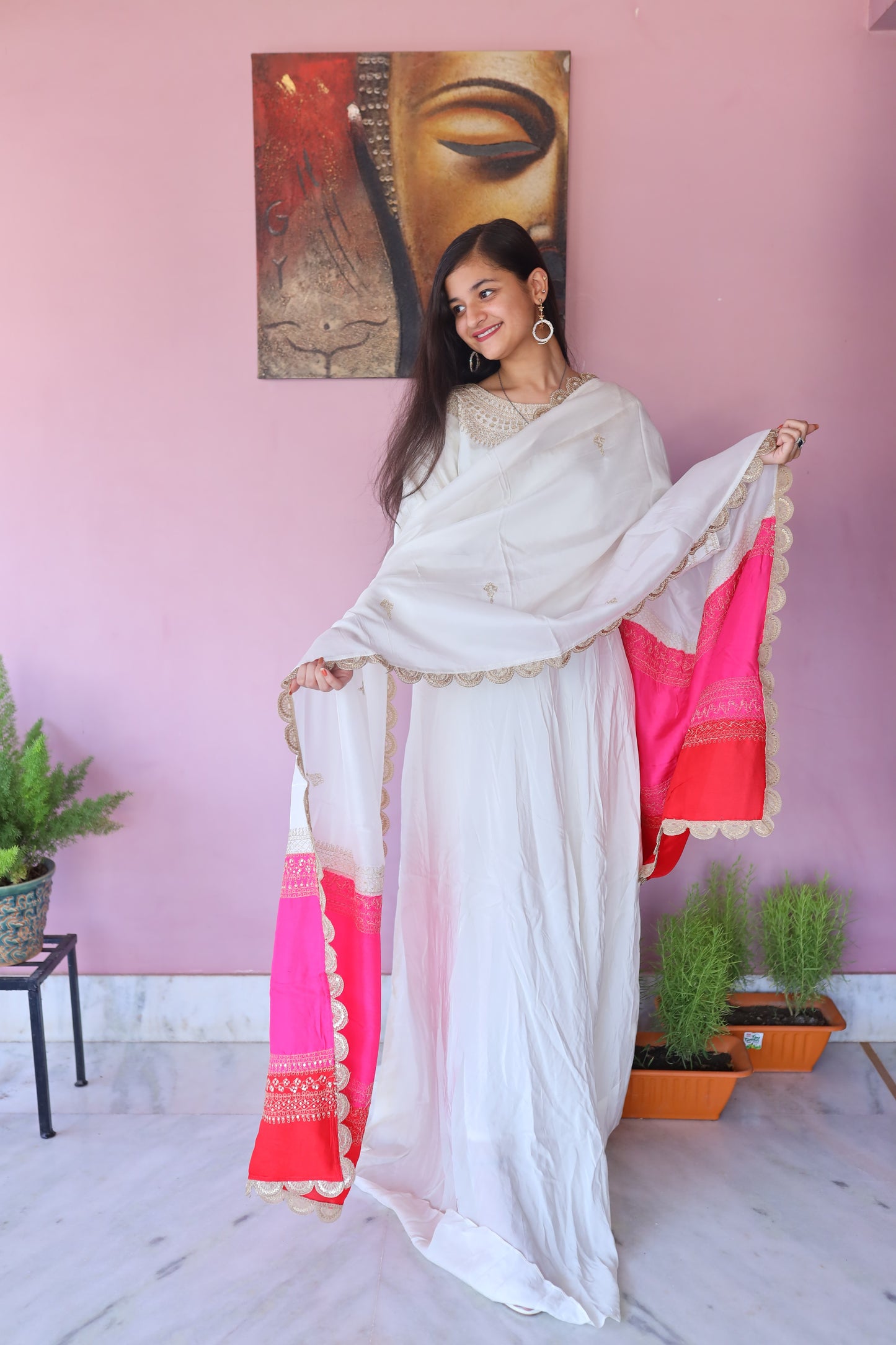 JEENAS Women Pure Silk Dress With Heavy Dupatta