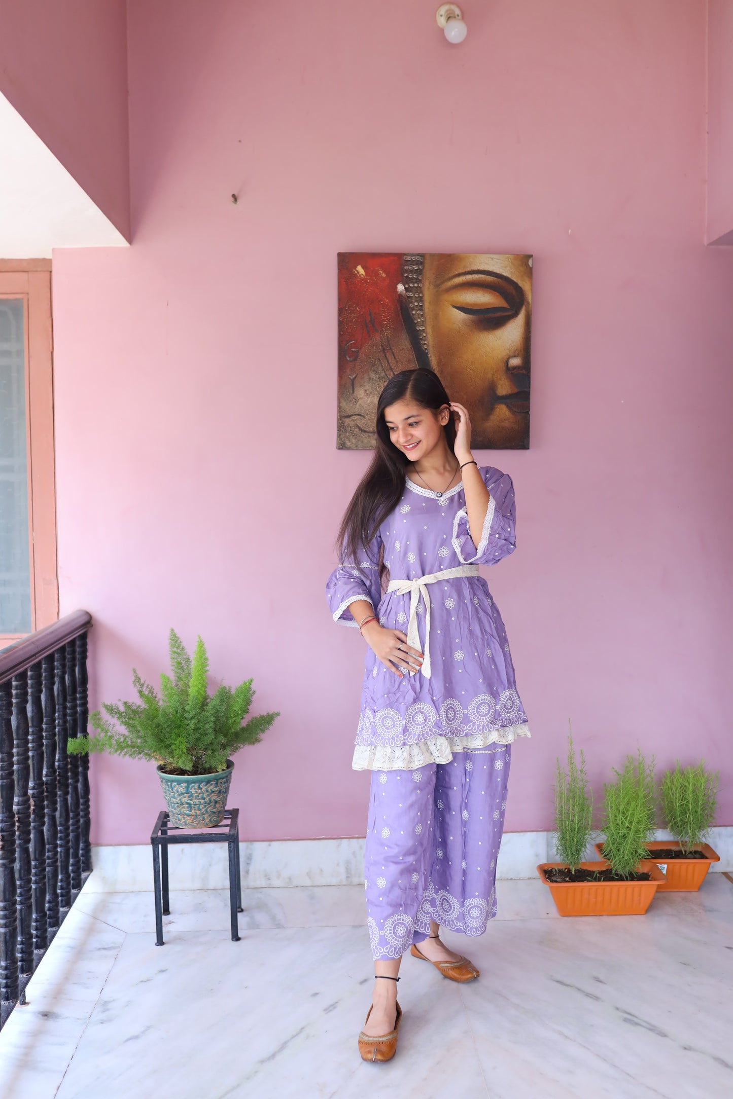 JEENAS Women Pure Masleen Embroidered Co-Ord Set