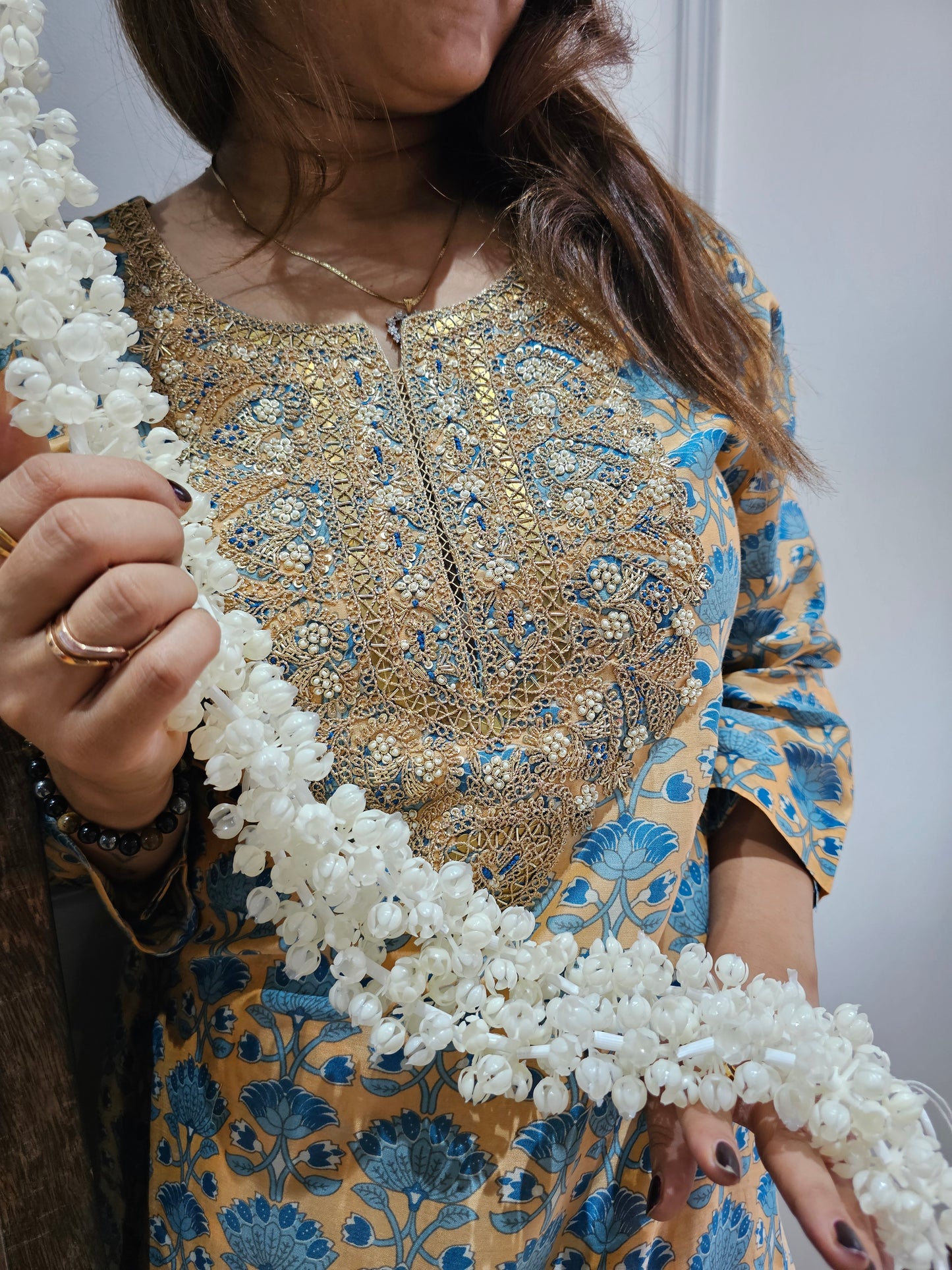 JEENAS pure chanderi with beautiful print and zardogi work kurta