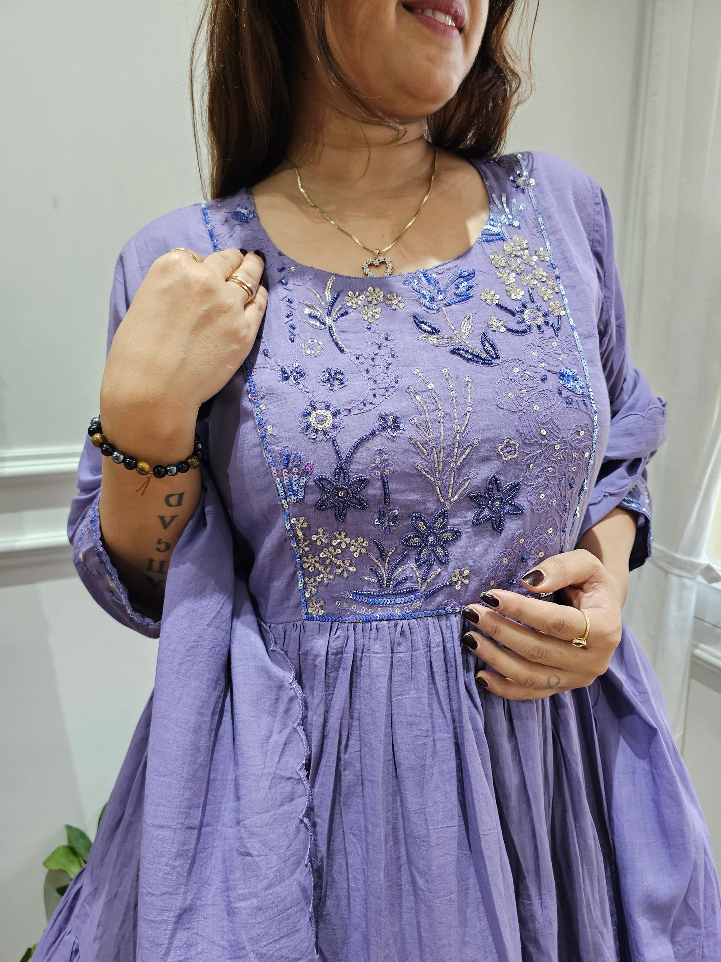 JEENAS cotton Mul with beautiful hand work Suit