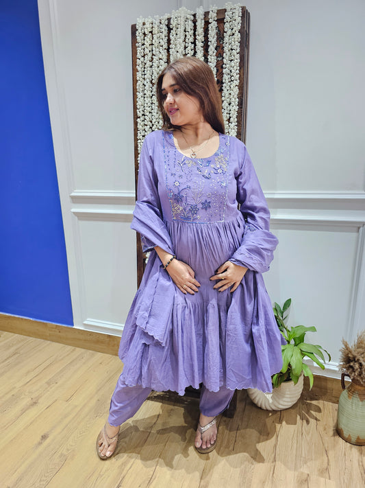 JEENAS cotton Mul with beautiful hand work Suit