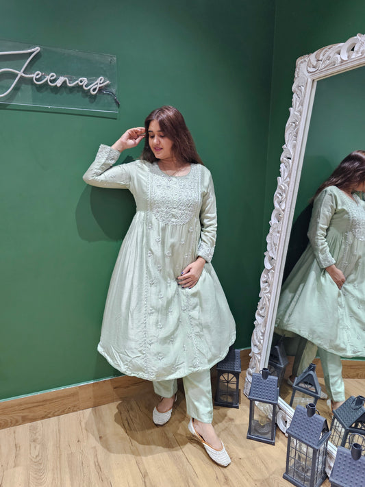 JEENAS pure silk with fully hand work kurta